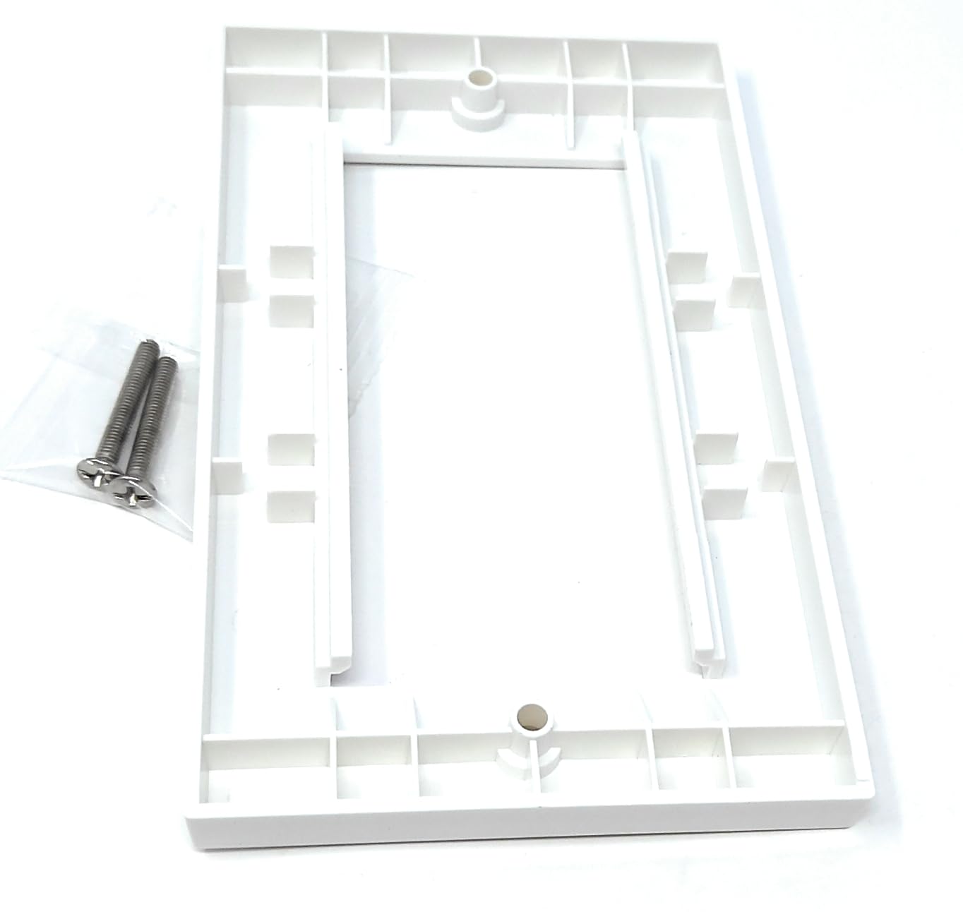 Double Gang White Wall Plate Faceplate Frame 146mm x 86mm for 4 x Euro Modules, Screws Included
