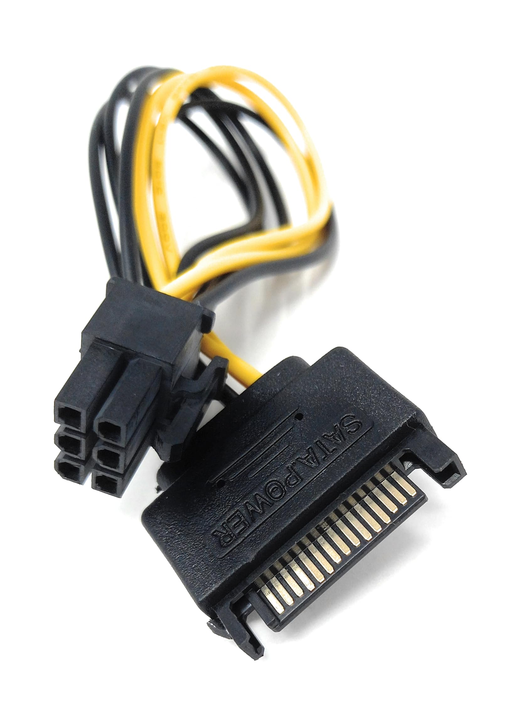 20cm SATA to 6-Pin PCIe Power Adapter Cable – 15-Pin SATA Male to 6-Pin GPU Connector for Graphics Cards, SSDs, and HDDs