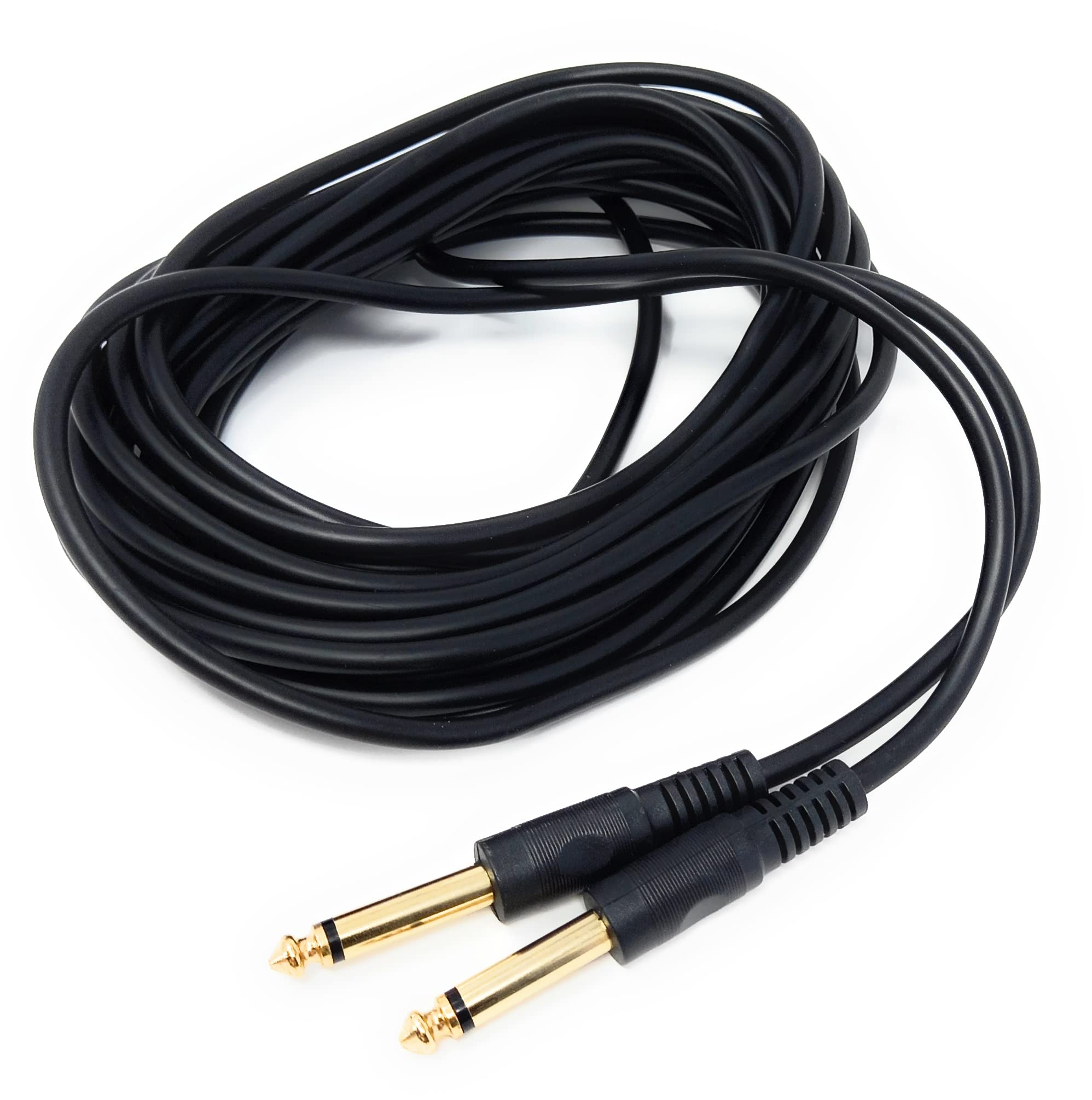 DRUT 6.35mm to 6.35mm Mono 1/4'' TS Jack Plug Speaker, Guitar, Instrument, Patch Cable Gold Connectors