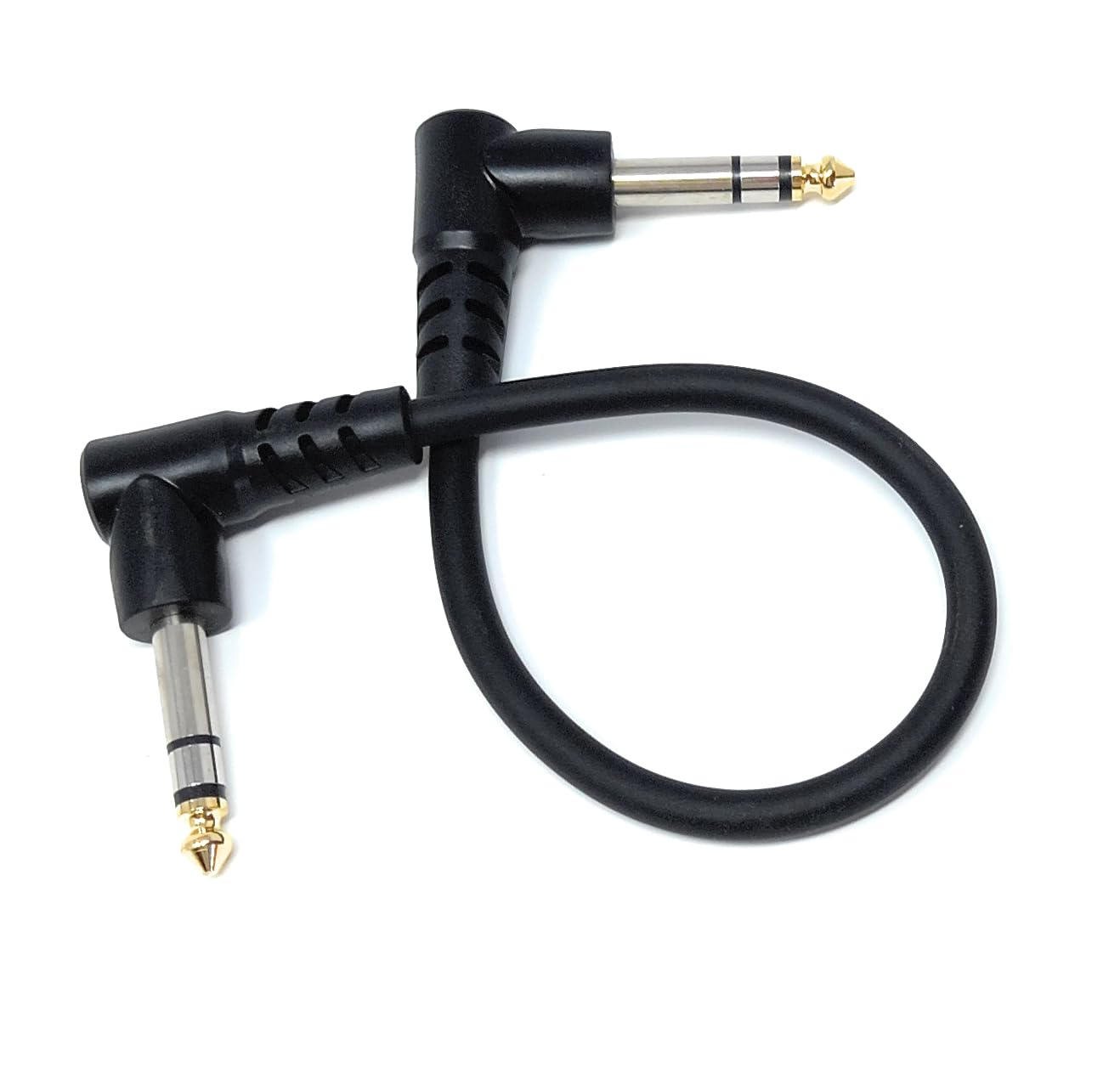 6.35mm 1/4" TRS Stereo Jack to Jack Plug, Dual Right Angle Patch Cable Lead for Headphones Amplifiers, Music Instruments, Live Events, DJ