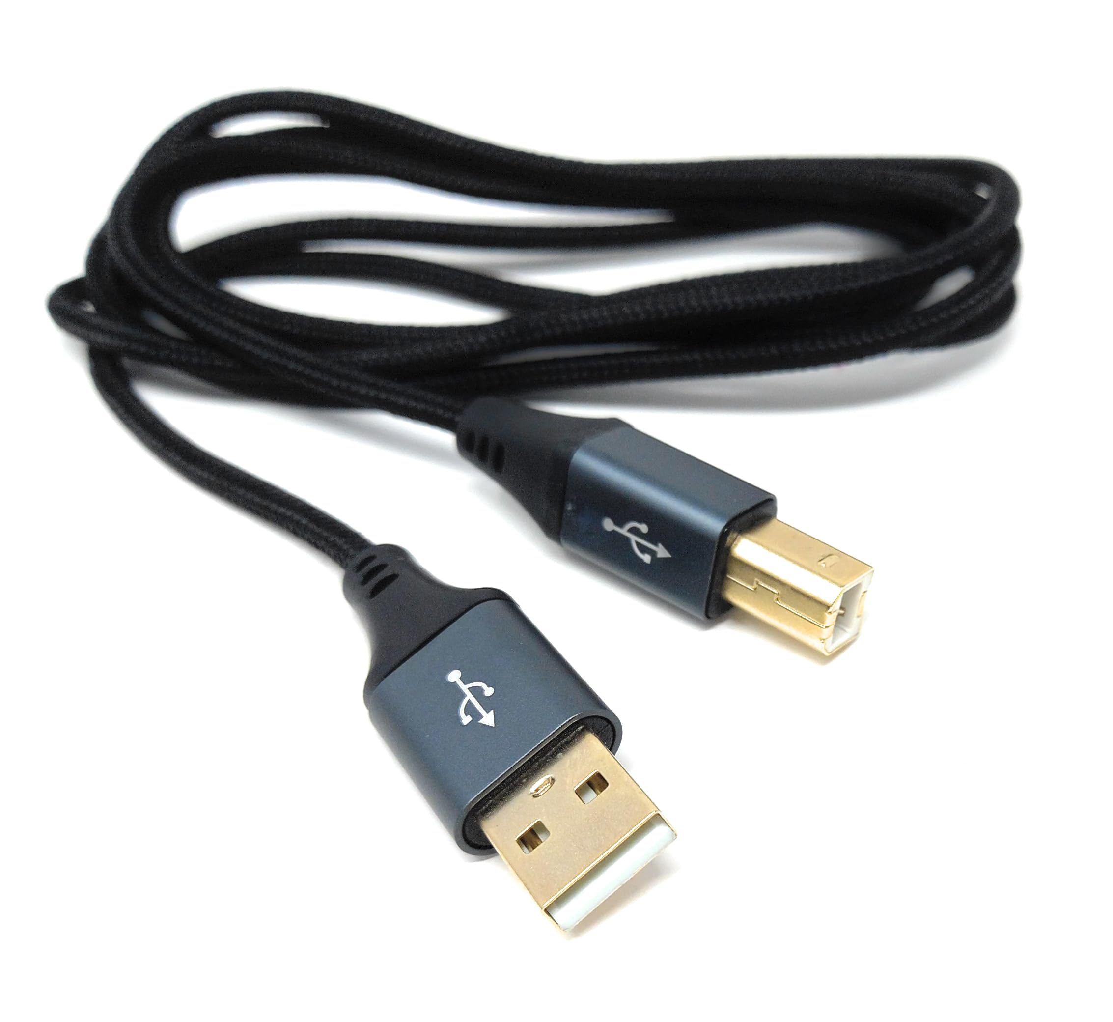 DRUT USB Printer Cable – Type A Male to B Male 2.0, Braided Cord with 24K Gold-Plated Connectors