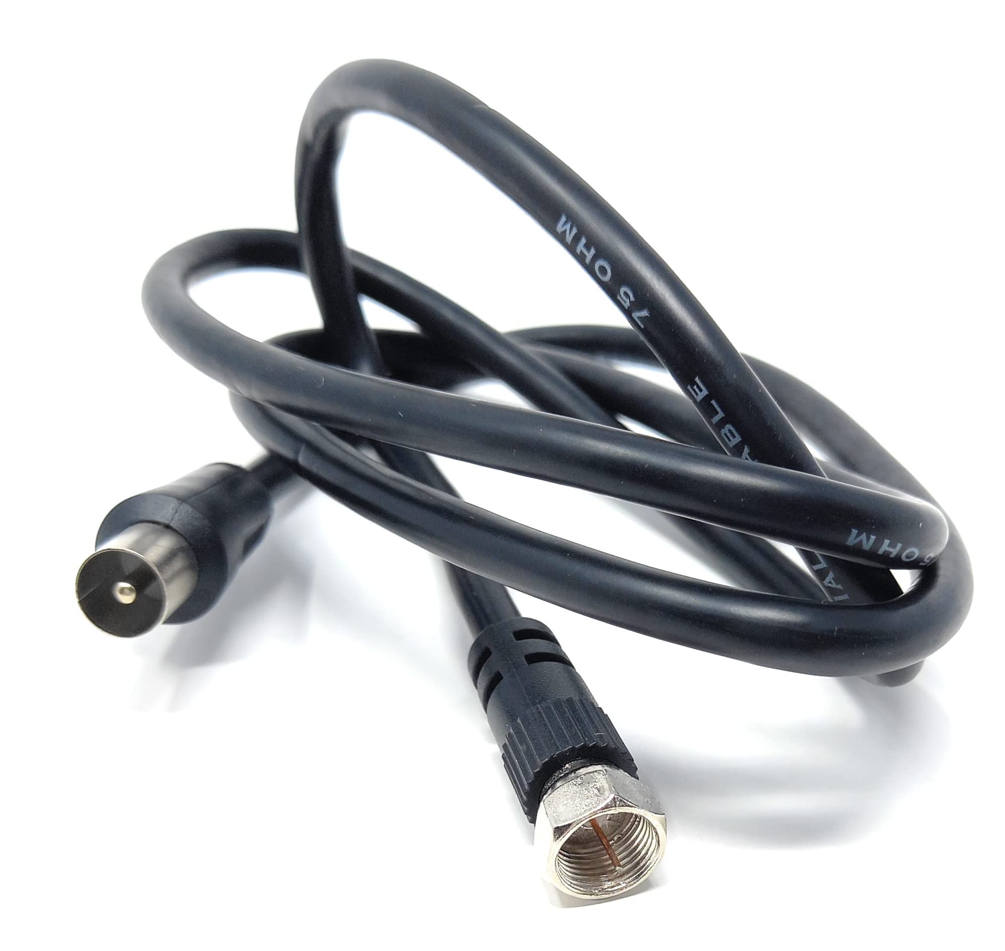 DRUT RF TV Aerial Male to F Type Connector Male Plug Coaxial Coax Cable, Lead, 75 Ohm, 3C-2V