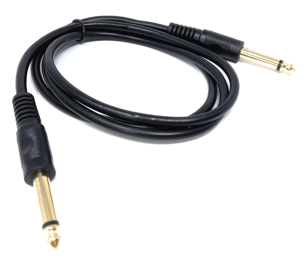 DRUT 6.35mm to 6.35mm Mono 1/4'' TS Jack Plug Speaker, Guitar, Instrument, Patch Cable Gold Connectors