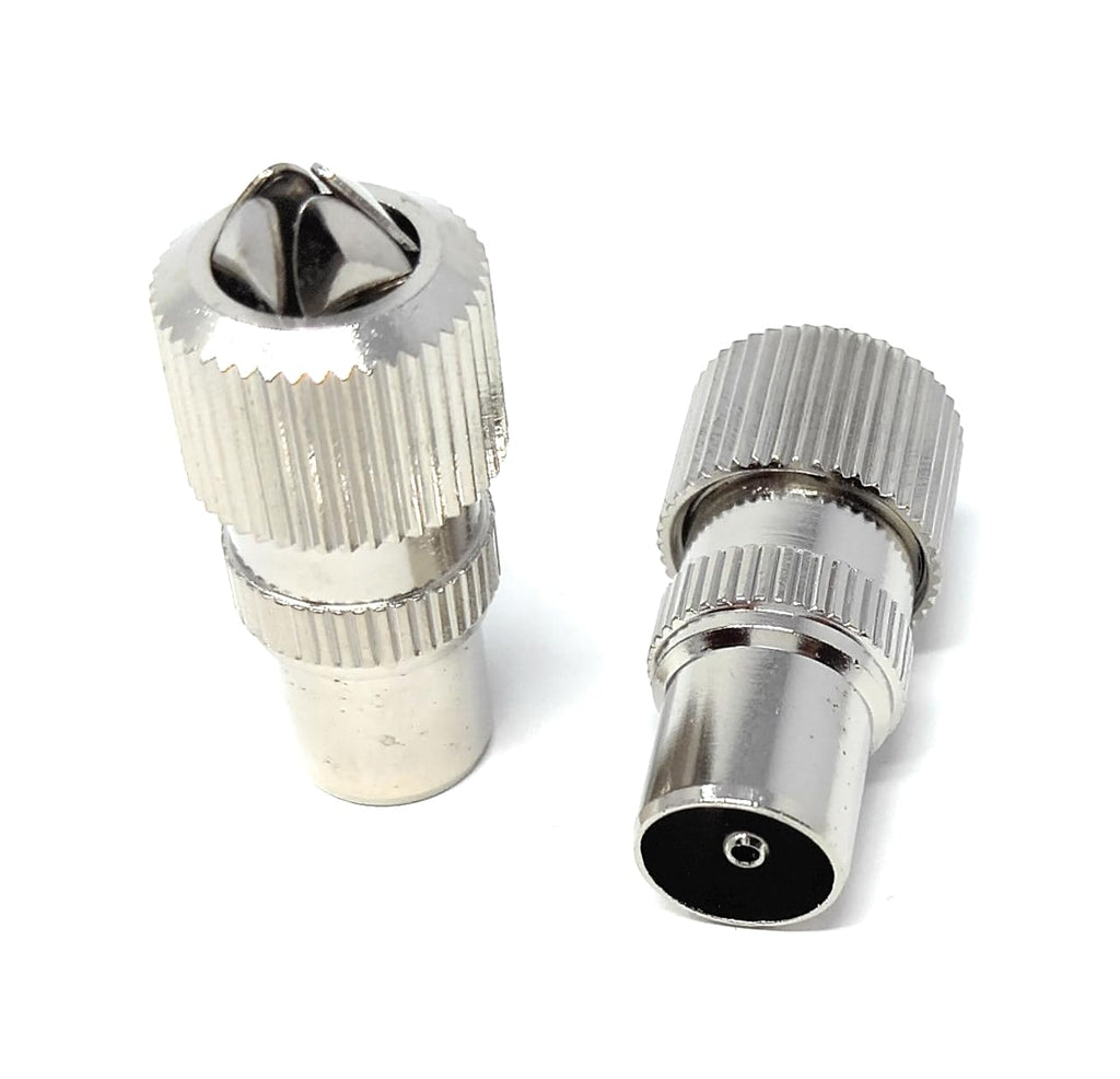 DRUT TV RF Male Plug Connector Adapter for Aerial Coaxial Coax Cable (Toolless Push In End)