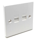 Single Gang 2-Port Modular Keystone Insert Empty Faceplate Compatible with Cat5e, Cat6, Cat7, Cat8, Cat9 Modules, for Home and Office, Screws Included