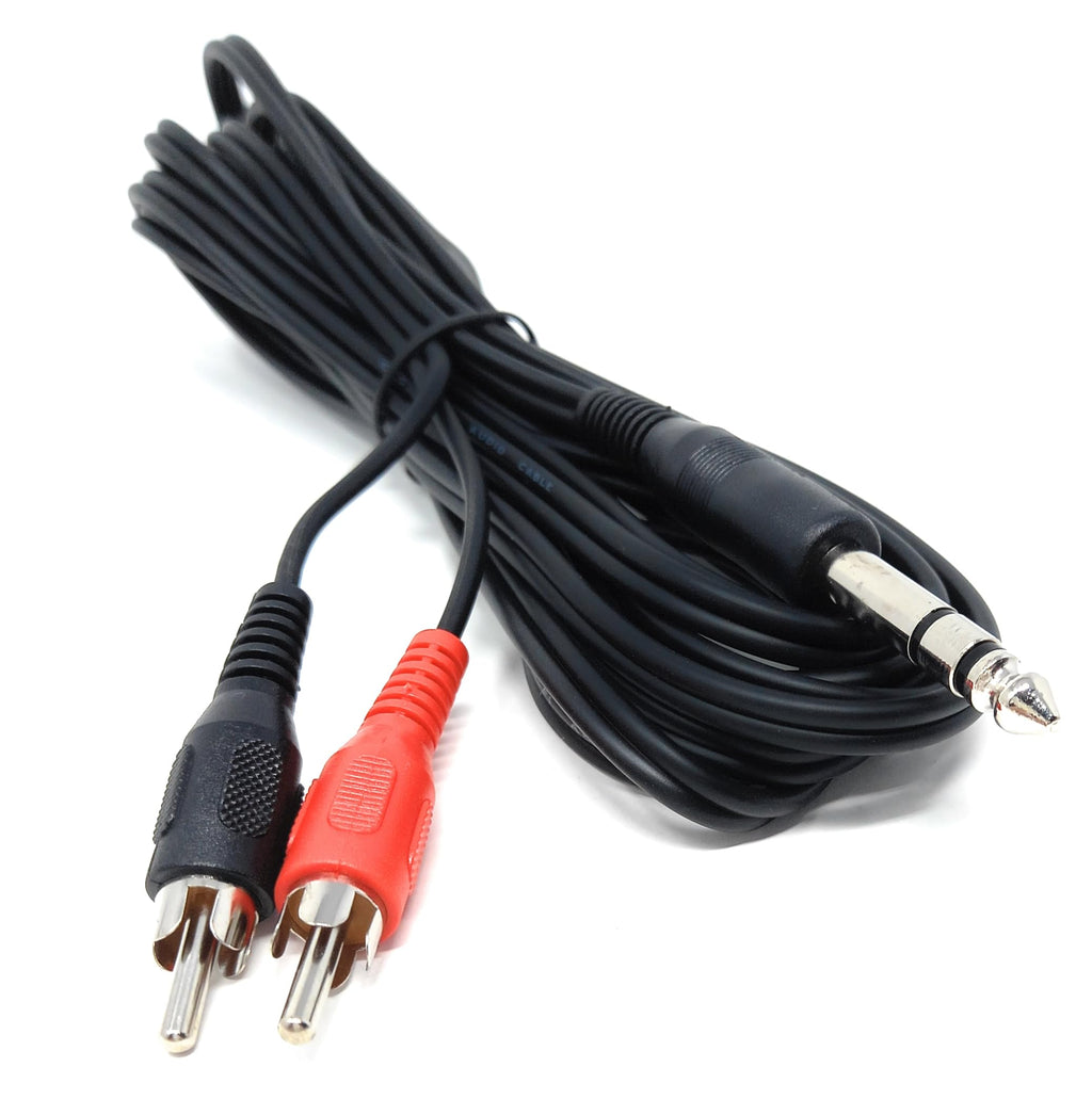 DRUT 6.35mm Stereo Jack to 2 x RCA Phono Plugs Stereo Cable, TRS to RCA Audio, 1/4'' Jack to 2 RCA Male Y Splitter Lead