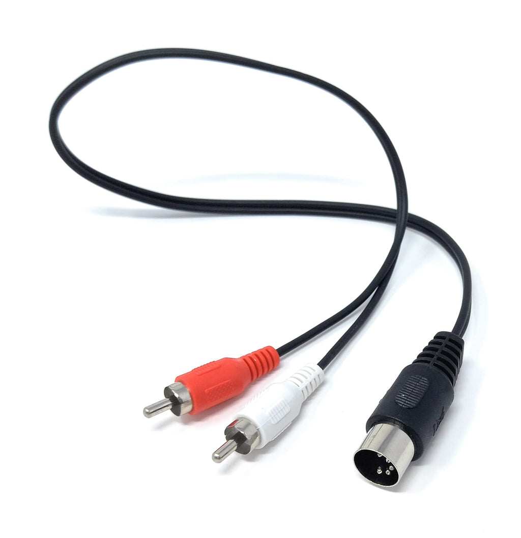 DRUT 5 Pin Midi Male Din Plug to 2 x RCA Phono Male Plugs Audio Cable (wired 3+5) to 2 x RCA plugs