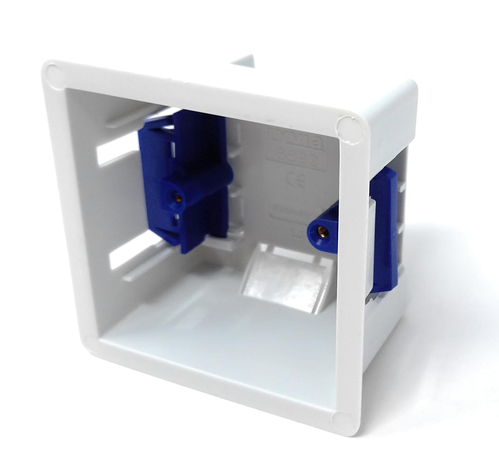 1 Gang Dry Lining Back Plasterboard Box, Pattress Box with Adjustable Lugs 47mm, for Faceplate