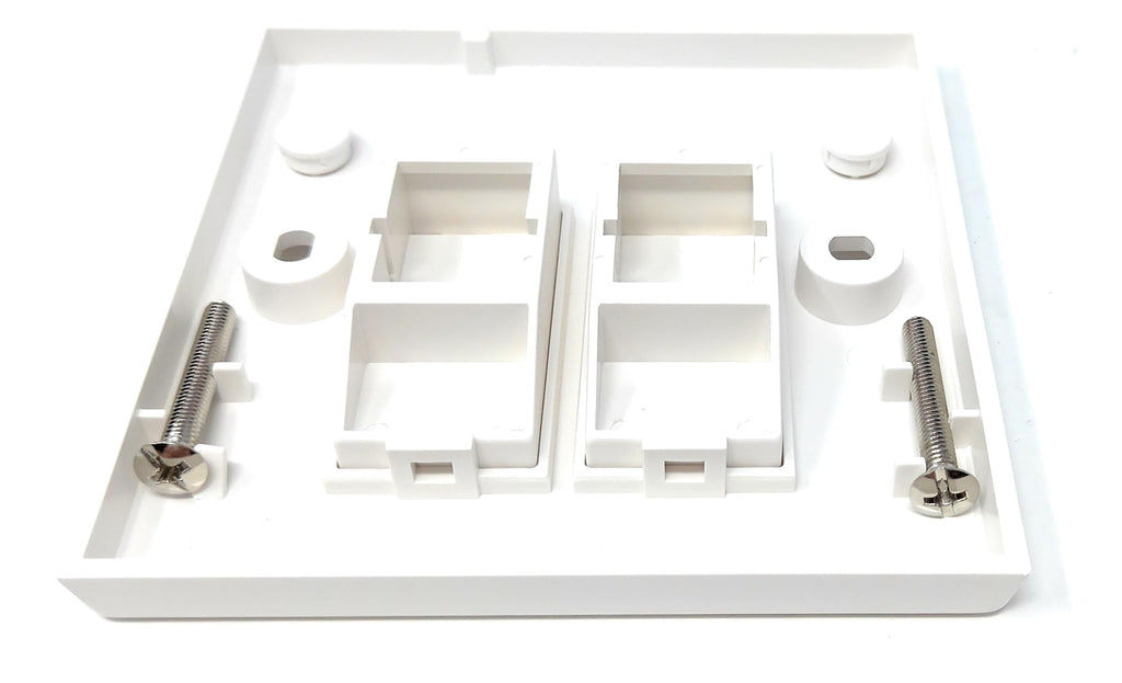 Single Gang 2-Port Modular Keystone Insert Empty Faceplate Compatible with Cat5e, Cat6, Cat7, Cat8, Cat9 Modules, for Home and Office, Screws Included
