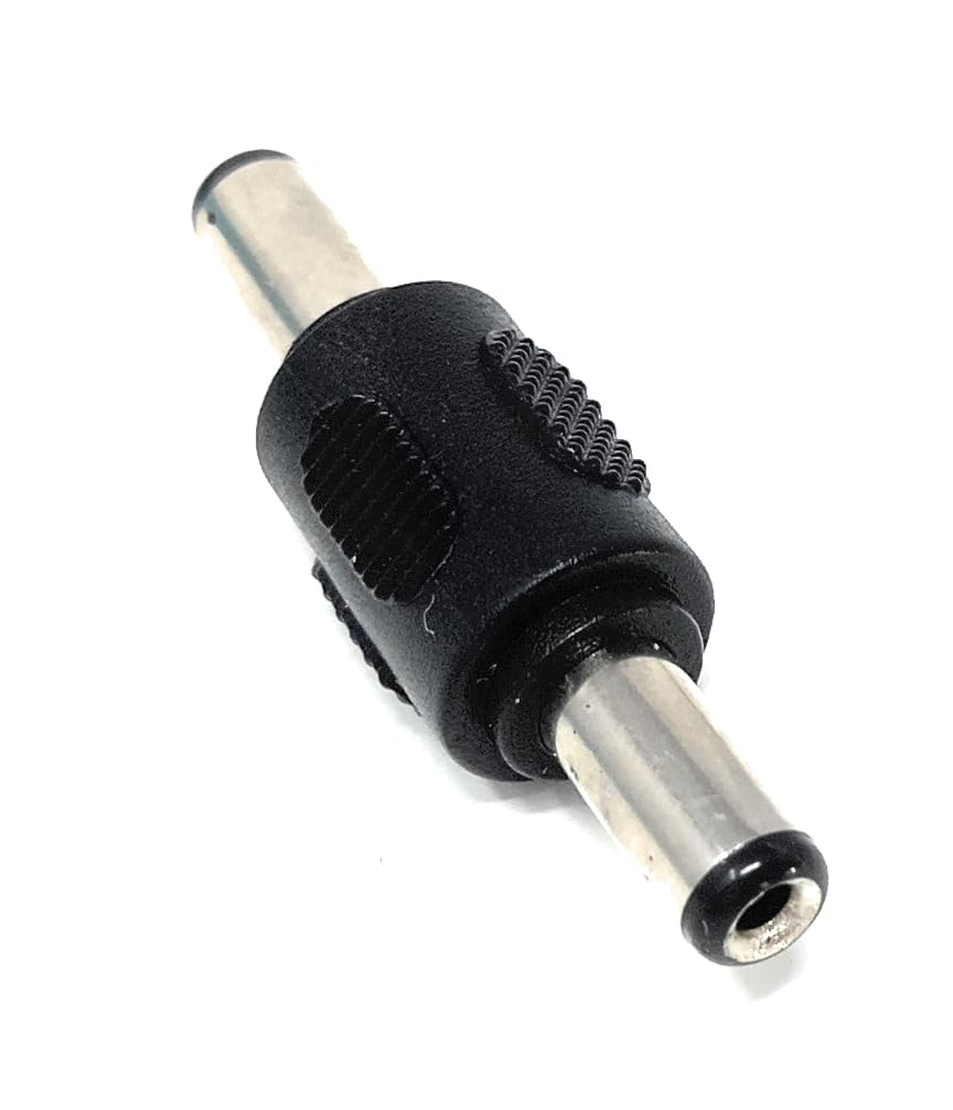 DRUT 5.5mm x 2.1mm DC Power Coupler Male to Male Plugs Gender Changer Cable Adapter, 5.5mm Outer Plug 2.1mm Inner Socket