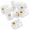 DRUT RJ10 4P4C Modular Crimps, 4P4C Plug Ends Cable Connectors, 10 Pieces, for Telephone Handset Cables, Leads 4-Pin Adapters