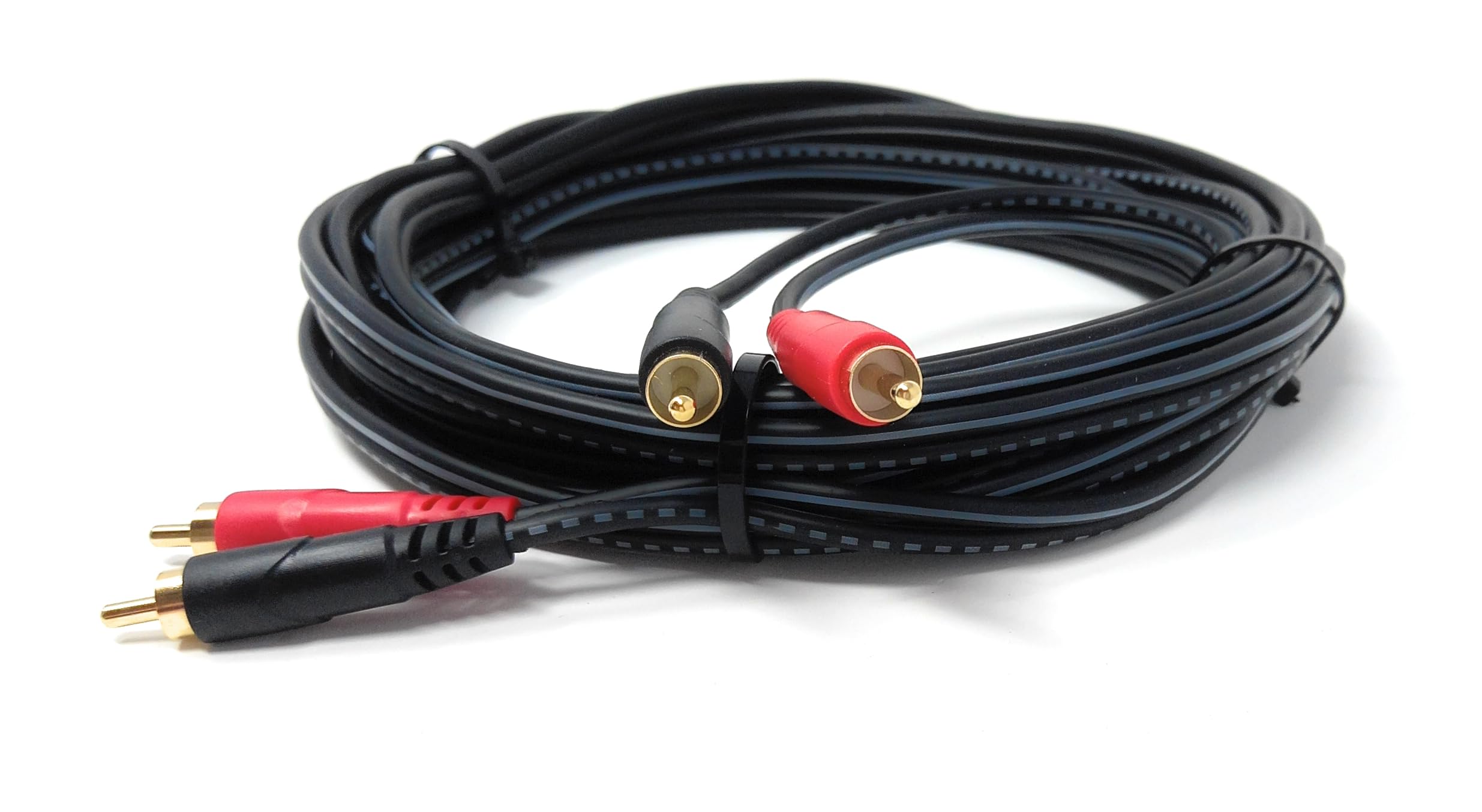DRUT 2 x RCA Audio Cable – Stereo Male to Male Lead with Gold-Plated Plugs for Amplifier, Active Speakers, Subwoofer, Turntable, HiFi & Home Audio Systems