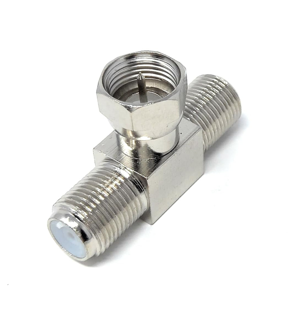 DRUT F-Type 2 Way Y Splitter Combiner TV Satellite Freeview Antenna Distributor Coax Adapter Male to 2 Female Distributor
