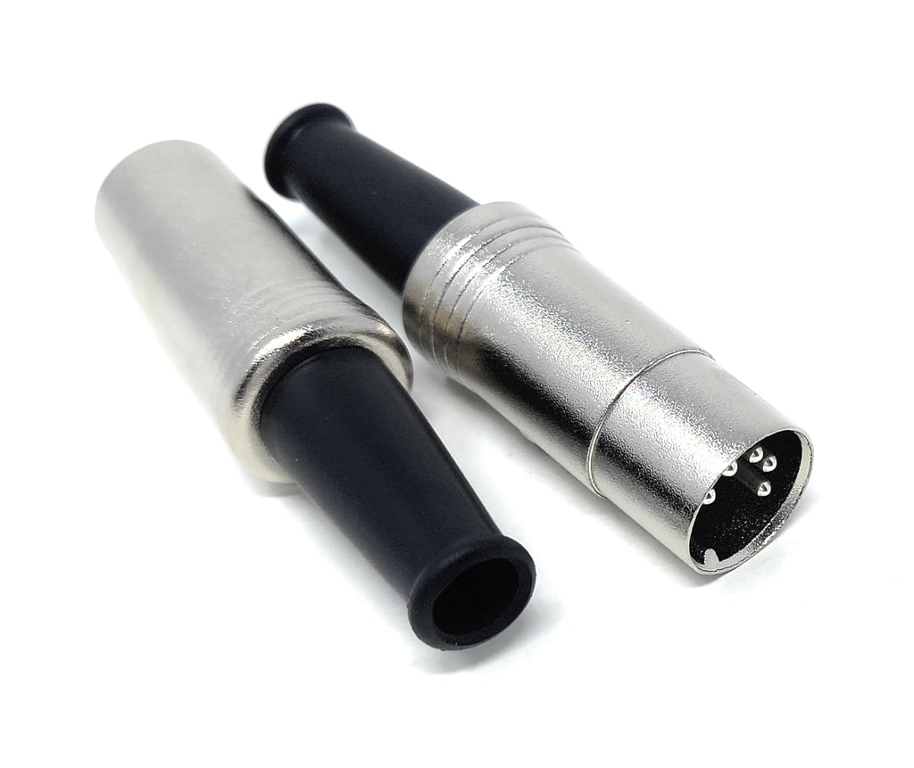 DRUT 5 Pin MIDI DIN Plug Audio Adapter Metal Body and Rubber Strain Relief, Solderable Connections
