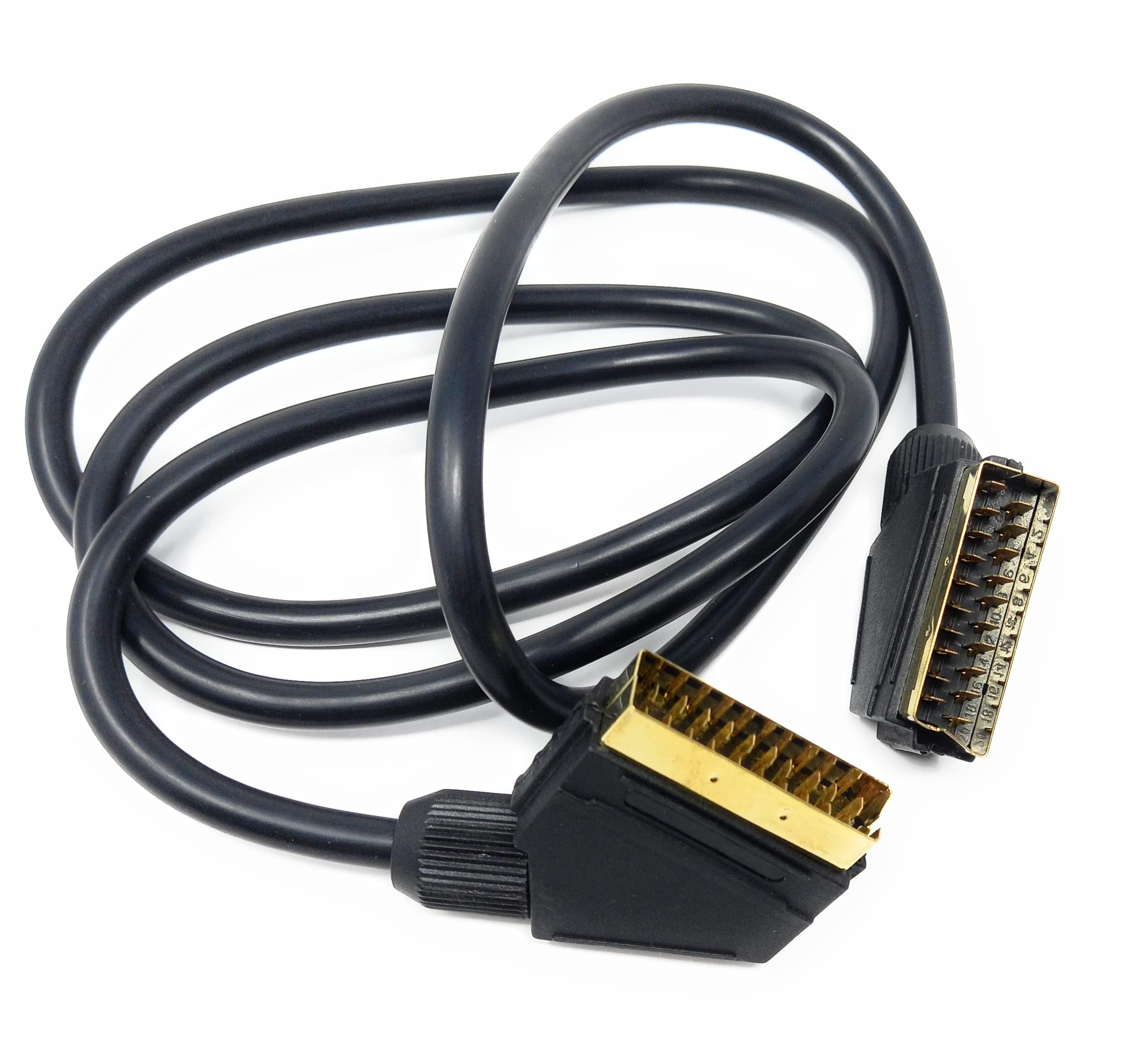 DRUT Scart to Scart Cable Lead, 21 Pin Male to Male (Plug to Plug) RGB Cord for TV, VCR, DVD Player Gold Plated