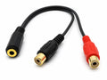 DRUT 3.5mm Stereo Jack Socket to 2 x Phono RCA Sockets Gold Adapter Short Cable Lead