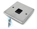 Single BT Telephone Secondary Slave Socket Faceplate, Stainless Steel Plate, Screws Included