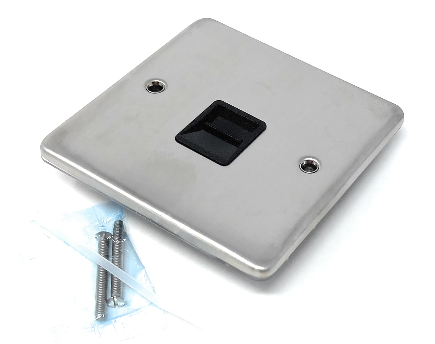 Single BT Telephone Secondary Slave Socket Faceplate, Stainless Steel Plate, Screws Included
