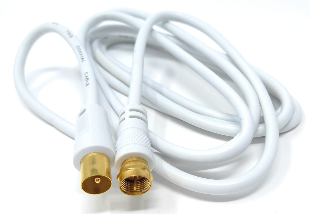 DRUT RF TV Aerial Male to F Type Connector Male Plug Coaxial Coax Cable, Lead, 75 Ohm, 3C-2V