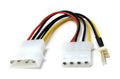 DRUT 4 Pin Molex Male to 4 Pin Molex Female With 3 Pin Fan Extension Power Adapter Cable 15cm Lead