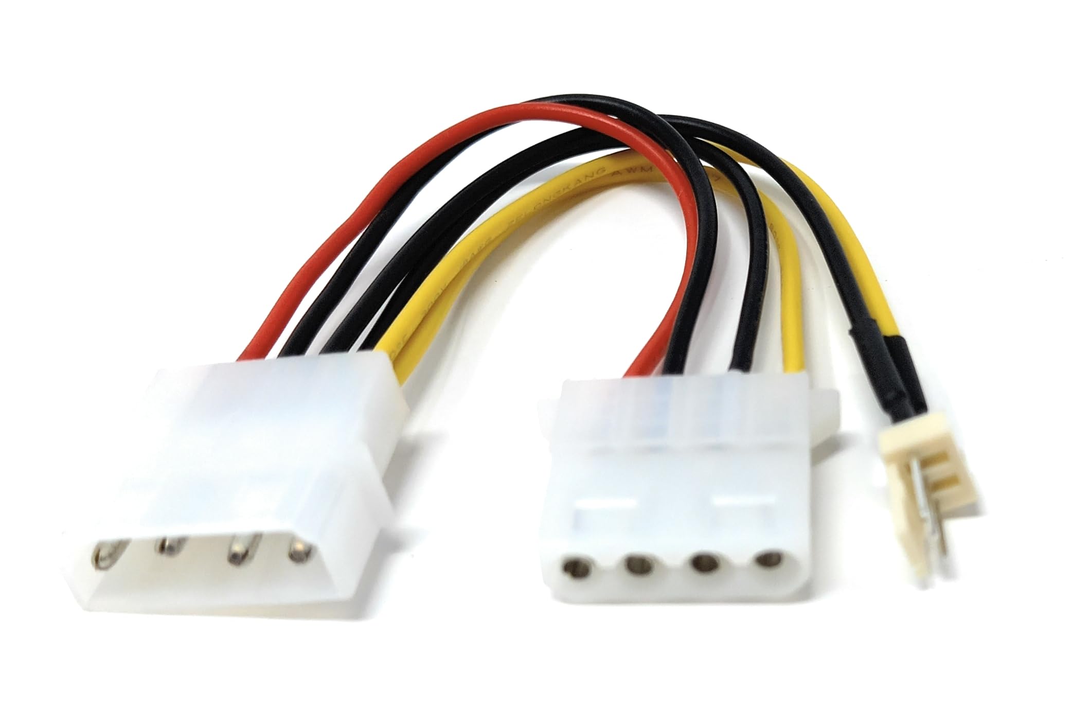 DRUT 4 Pin Molex Male to 4 Pin Molex Female With 3 Pin Fan Extension Power Adapter Cable 15cm Lead