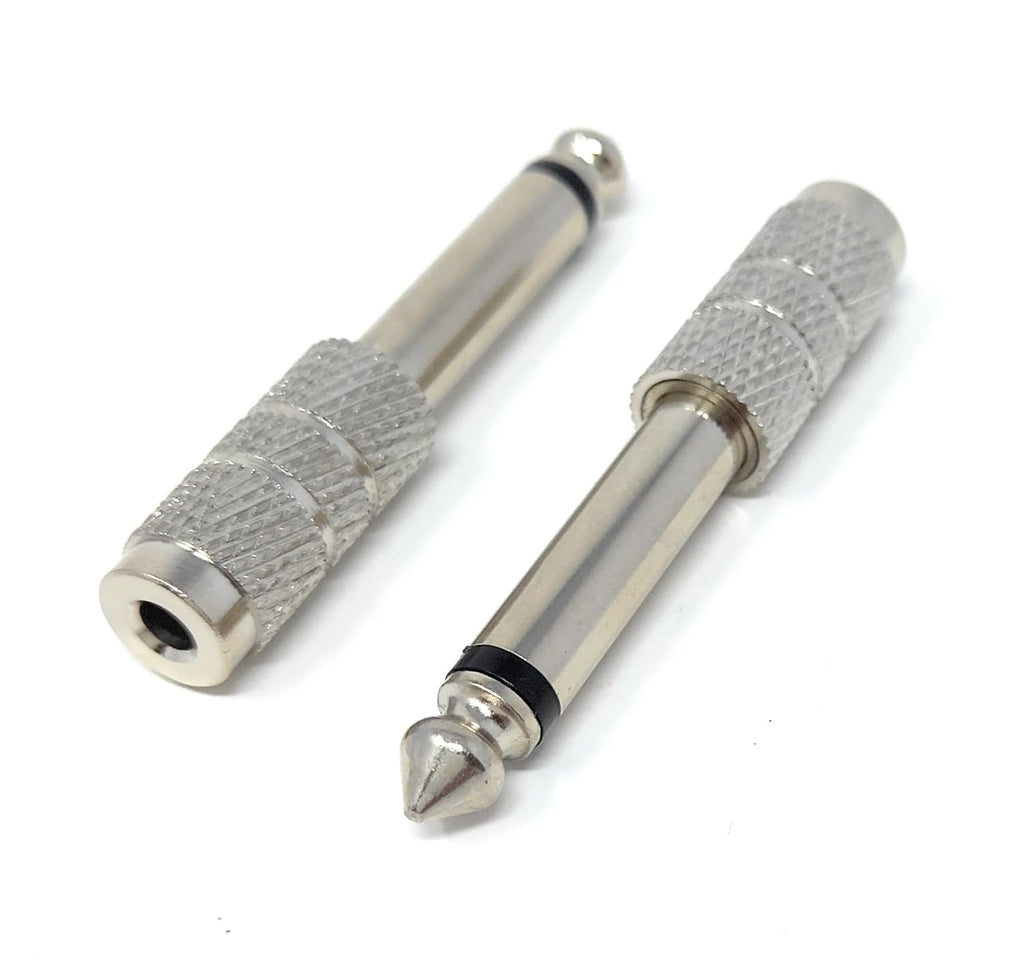 DRUT 3.5mm Stereo Jack to 6.35mm Mono Jack Adapter – Nickel-Plated Audio Converter Plug for Headphones, Instruments, Mixers, Amps & Recording Gear – Compact Stereo to Mono Adapter