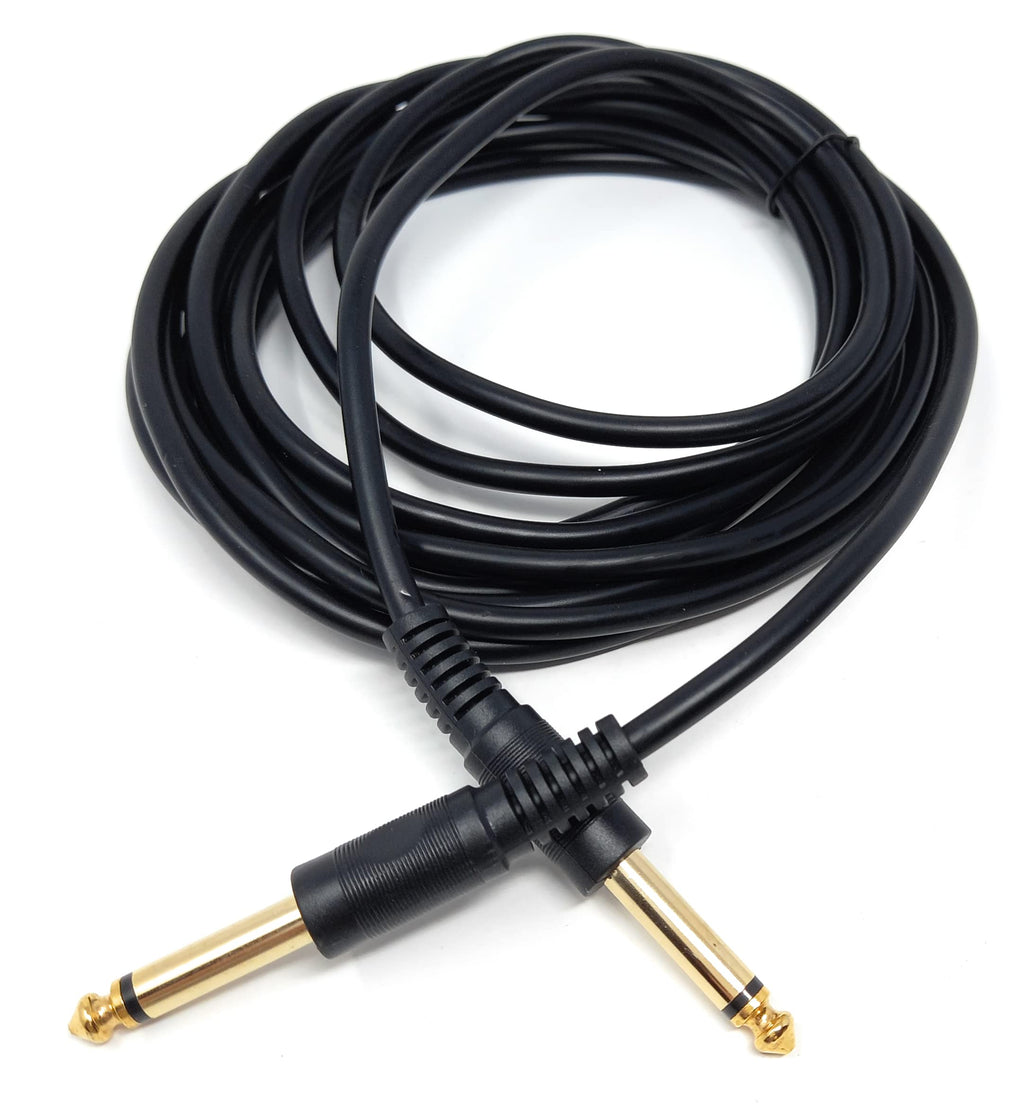 DRUT 6.35mm to 6.35mm Mono 1/4'' TS Jack Plug Speaker, Guitar, Instrument, Patch Cable Gold Connectors