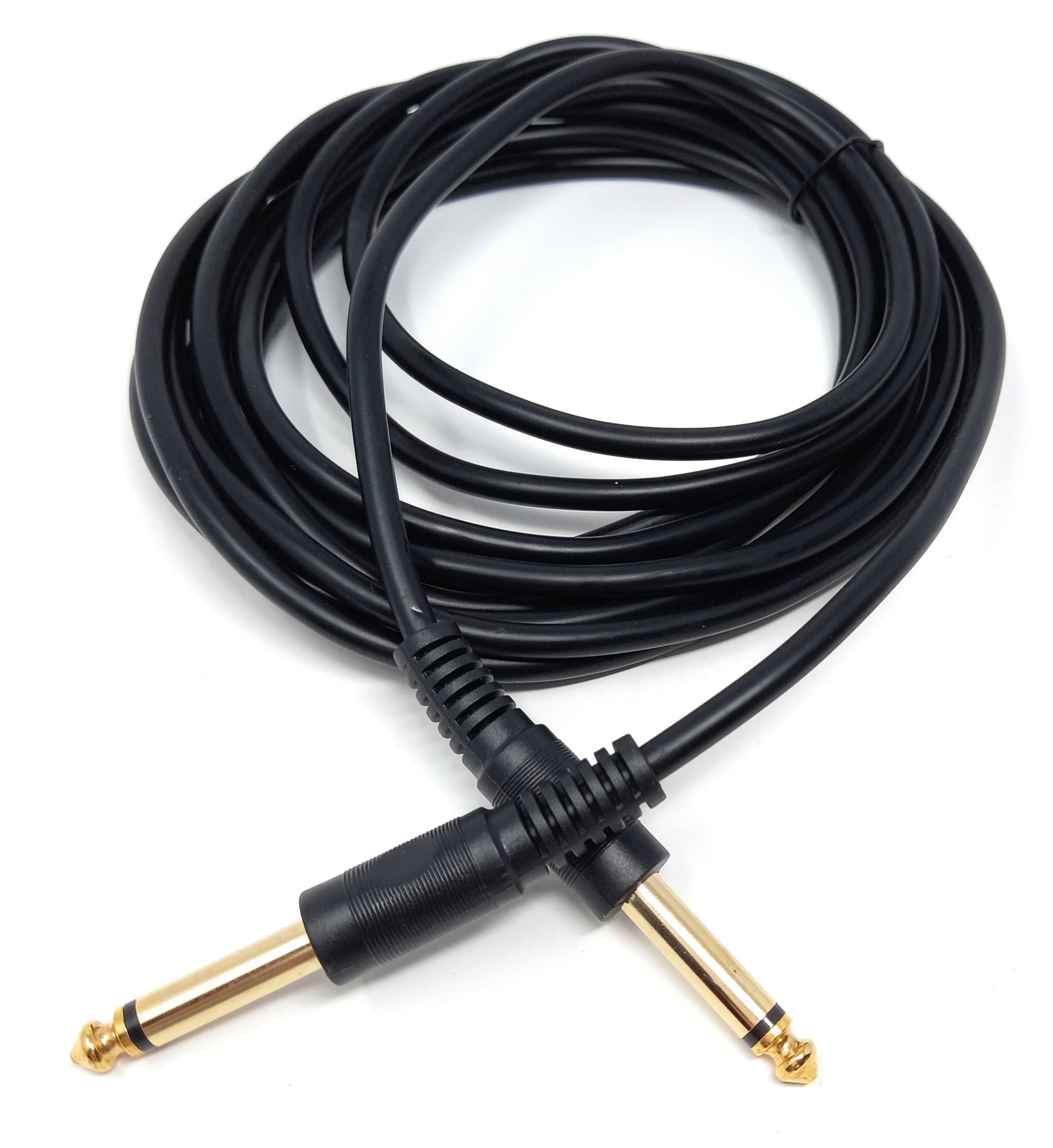 DRUT 6.35mm to 6.35mm Mono 1/4'' TS Jack Plug Speaker, Guitar, Instrument, Patch Cable Gold Connectors