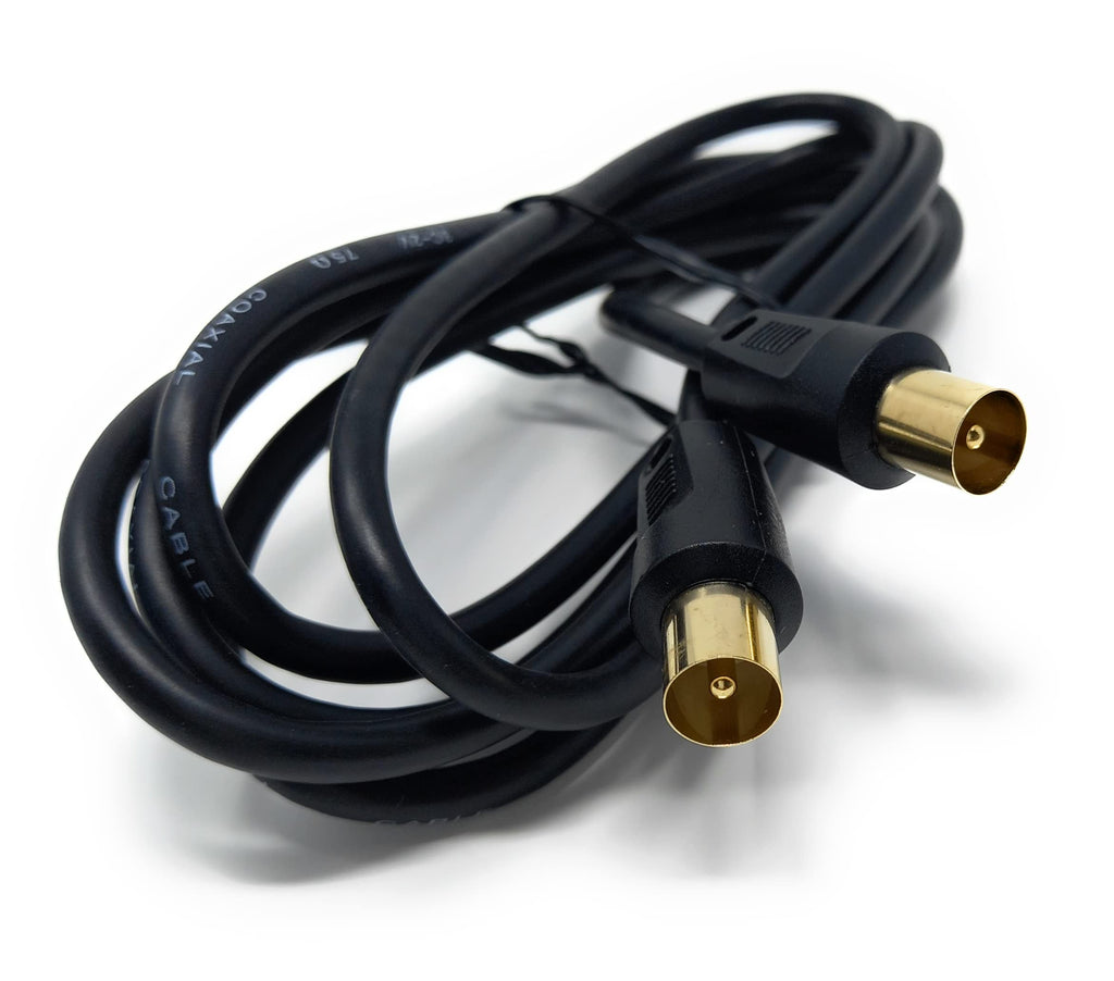 DRUT TV RF Male to Male Aerial Antenna Coaxial Cable With Female to Female Coupler, Gold Connectors 75 ohm, 3C2V