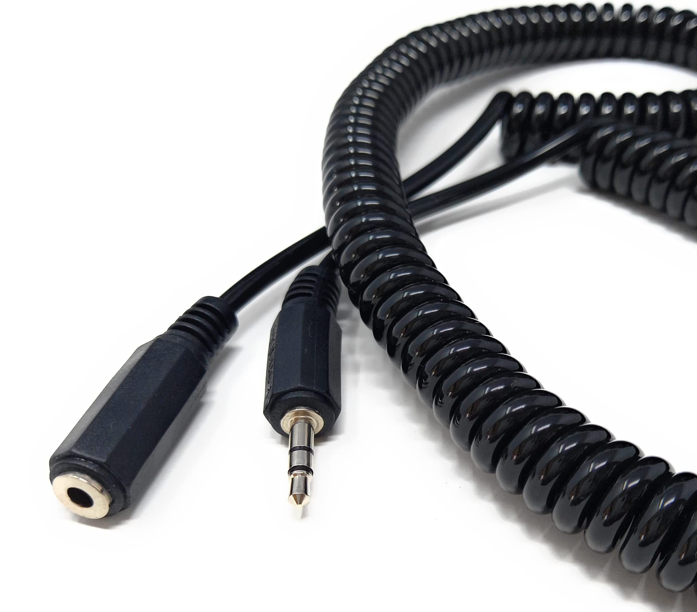 DRUT 3.5mm Stereo Jack to 3.5mm Socket Headphone, Speaker, HI-FI Extension Coiled Cable Lead