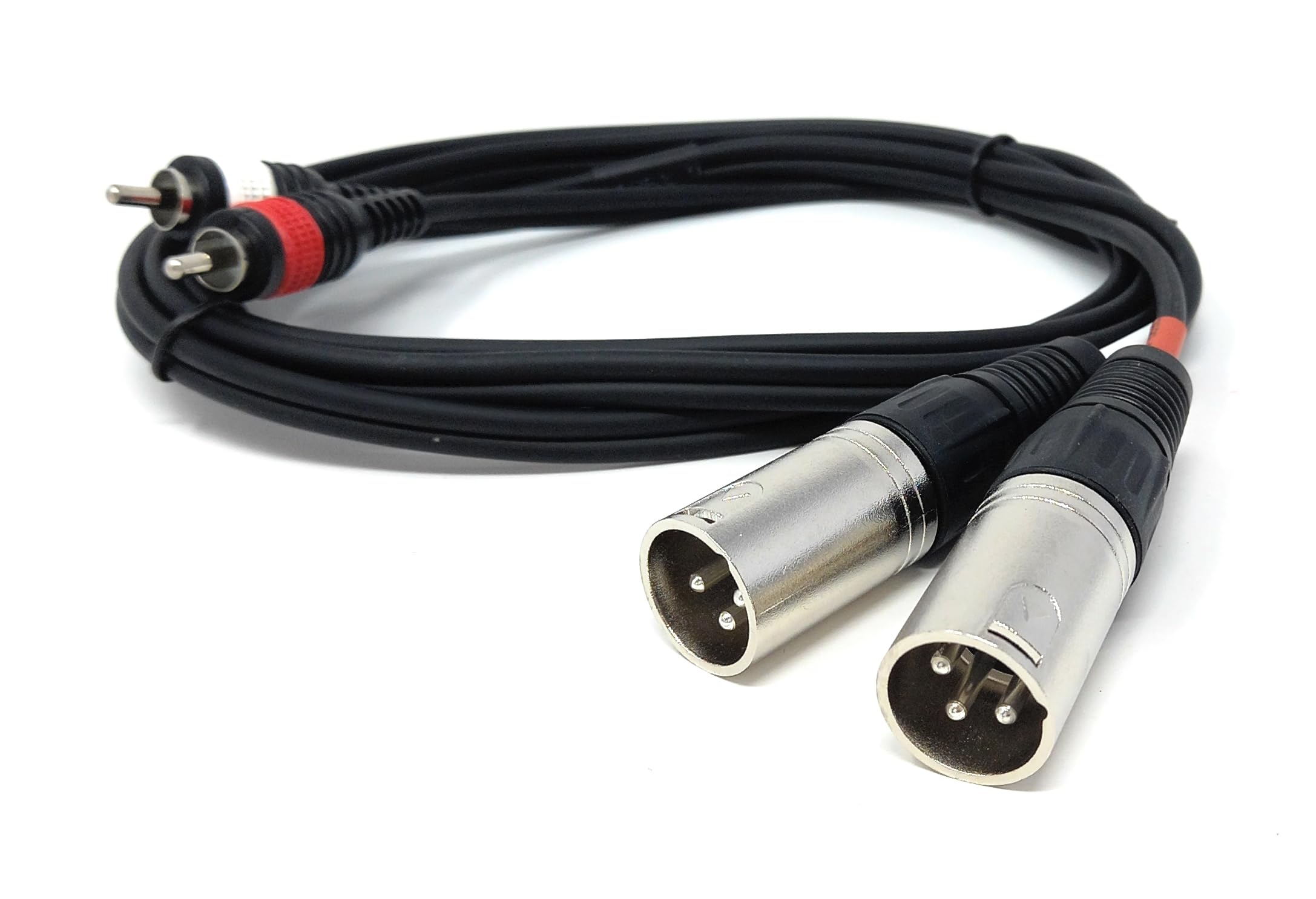 DRUT 2 x 3 Pin XLR to 2 x RCA Phono Male Cable 1.5m, Dual XLR Male to Twin Phono Male Audio Lead for Mixer, Amplifier, DJ Controller, HiFi, Speaker & Recording Equipment