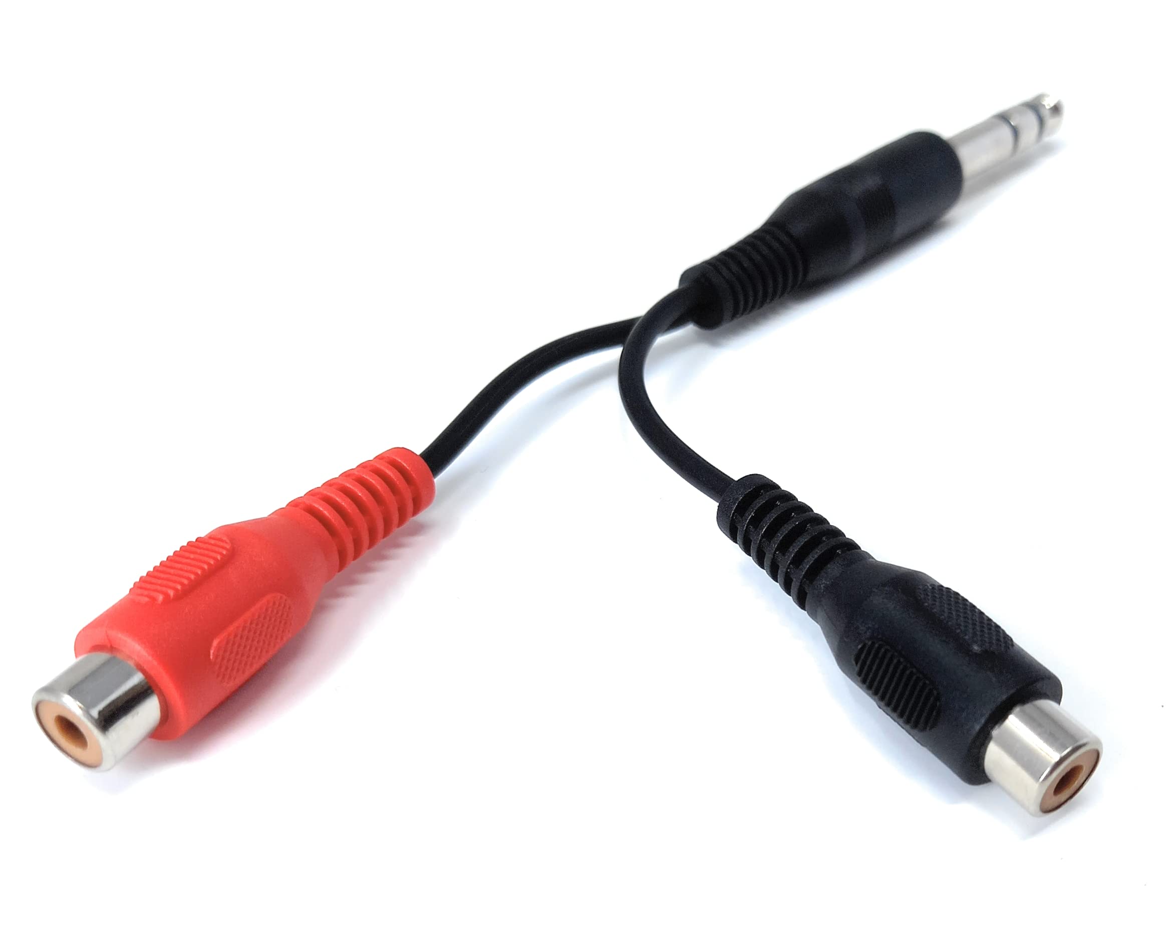 DRUT 6.35mm Stereo Jack Plug to Twin RCA Phono Sockets Male to Female Cable Adapter