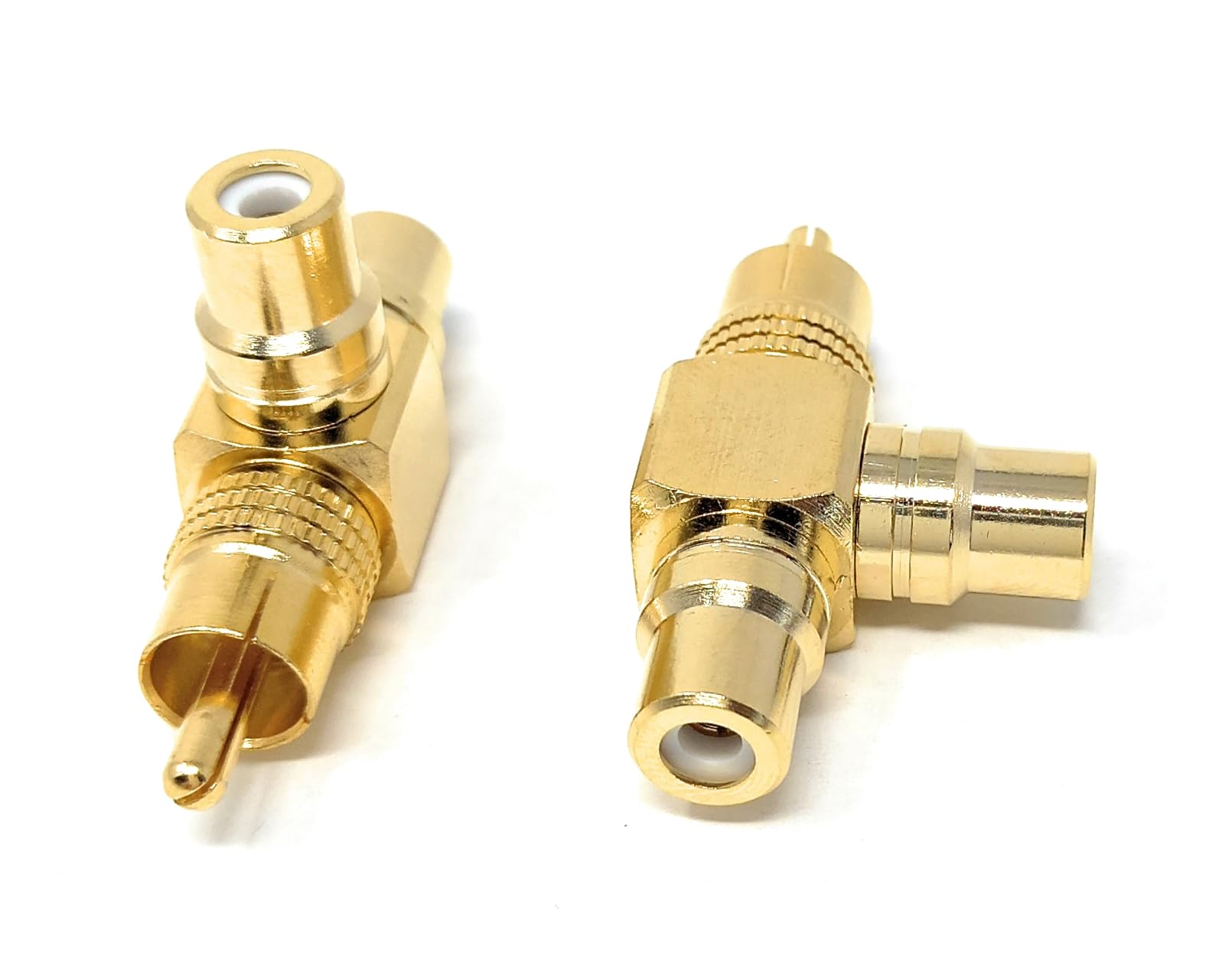 DRUT RCA 2 Way Stackable 1 Male to 2 Female Audio/Video Adapter