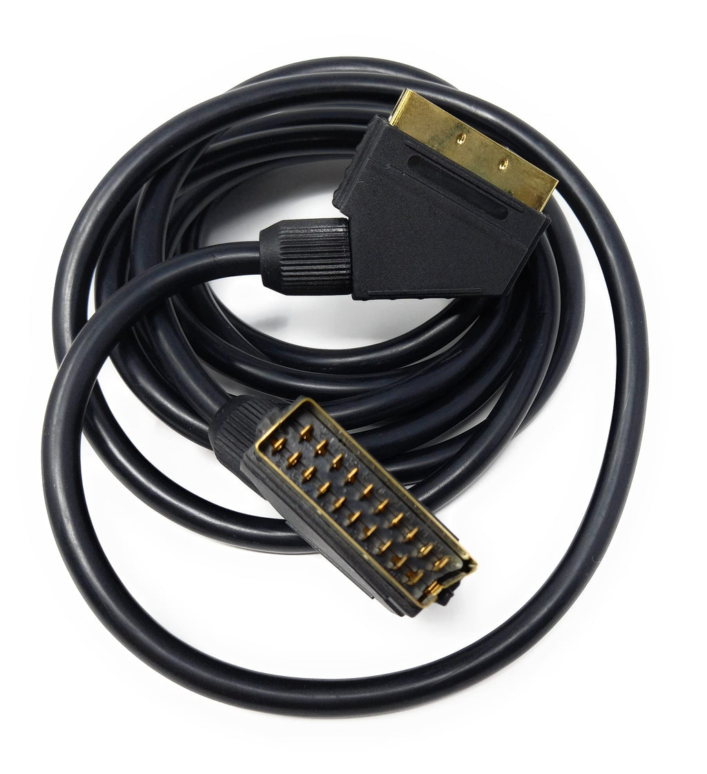 DRUT Scart to Scart Cable Lead, 21 Pin Male to Male (Plug to Plug) RGB Cord for TV, VCR, DVD Player Gold Plated