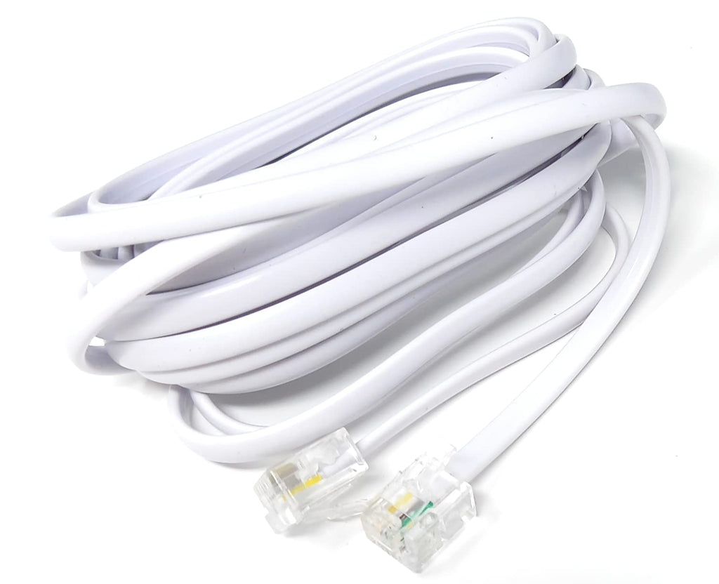 DRUT RJ11 to RJ11 Telephone Landline Cable ADSL (6P4C) Flat Lead High Speed BT Internet Broadband Male to Male Router, Modem, Phone Extension Wire