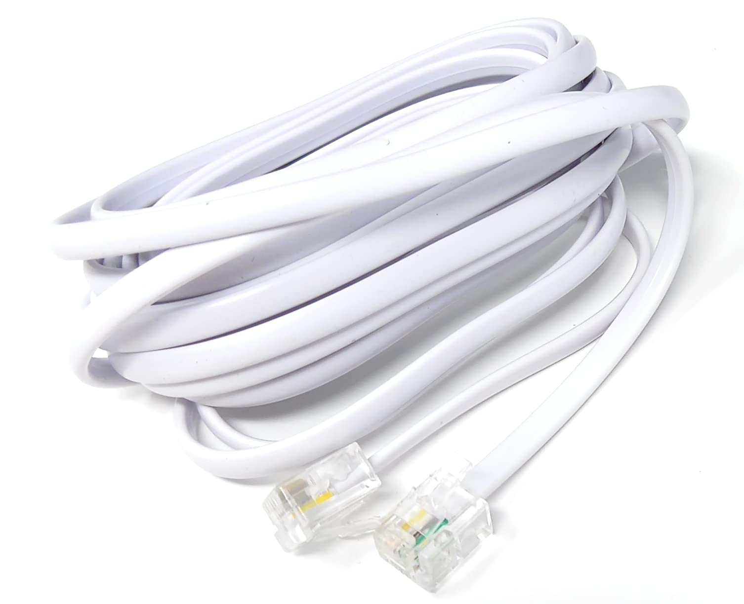 DRUT RJ11 to RJ11 Telephone Landline Cable ADSL (6P4C) Flat Lead High Speed BT Internet Broadband Male to Male Router, Modem, Phone Extension Wire