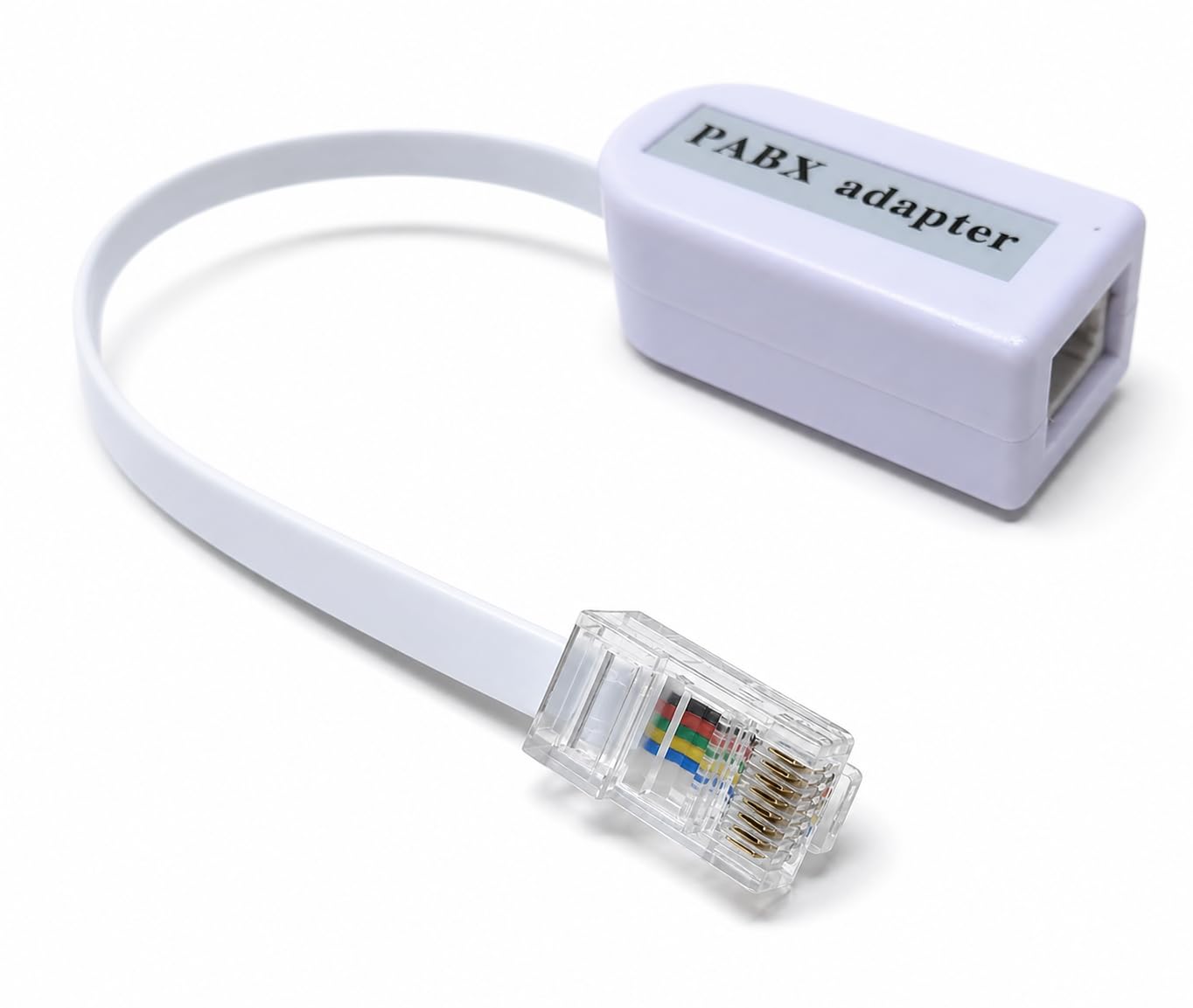 DRUT BT Socket to RJ45 Plug PABX (6P6C) Leaded Telephone Cable Adapter, White