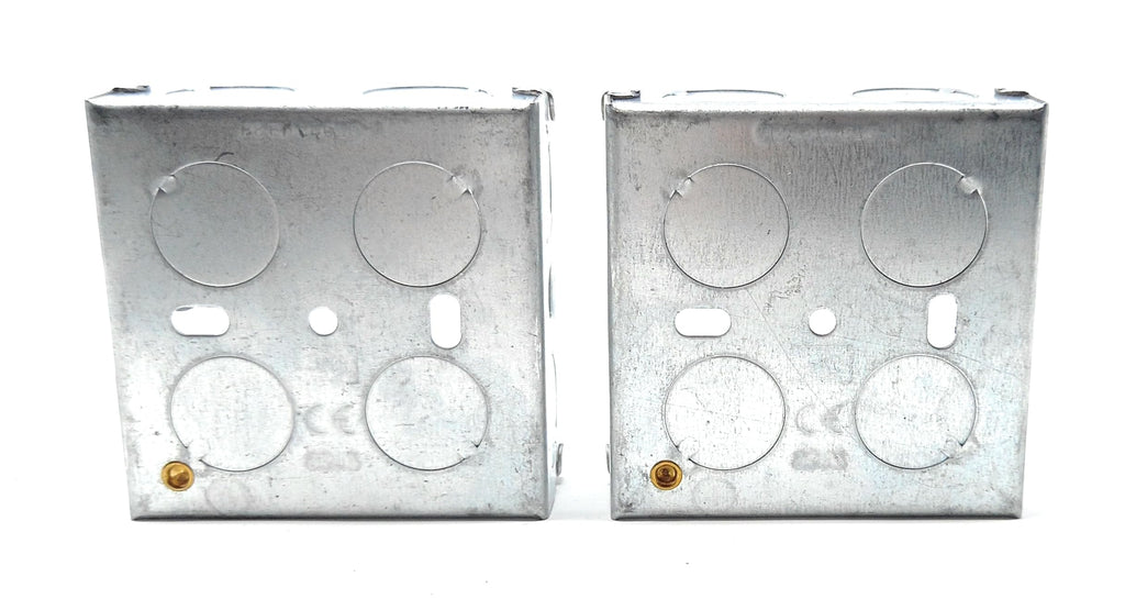 1 Gang Metal Surface Mount Back Box Pattress Box (25mm Deep) Fitted With Earth Terminals