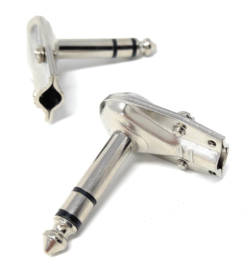6.35mm Stereo 1/4 90 Degree Right Angle TRS Solder Plug, Flat Pancake Style, DIY Audio Connector