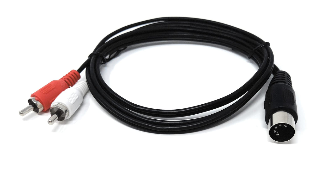 DRUT 5 Pin Midi Male Din Plug to 2 x RCA Phono Male Plugs Audio Cable (wired 3+5) to 2 x RCA plugs