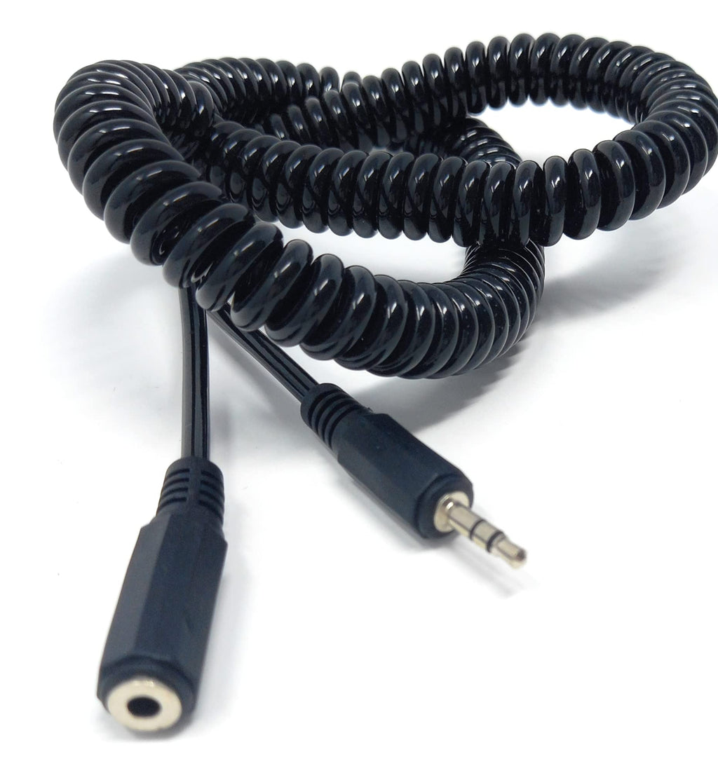 DRUT 3.5mm Stereo Jack to 3.5mm Socket Headphone, Speaker, HI-FI Extension Coiled Cable Lead