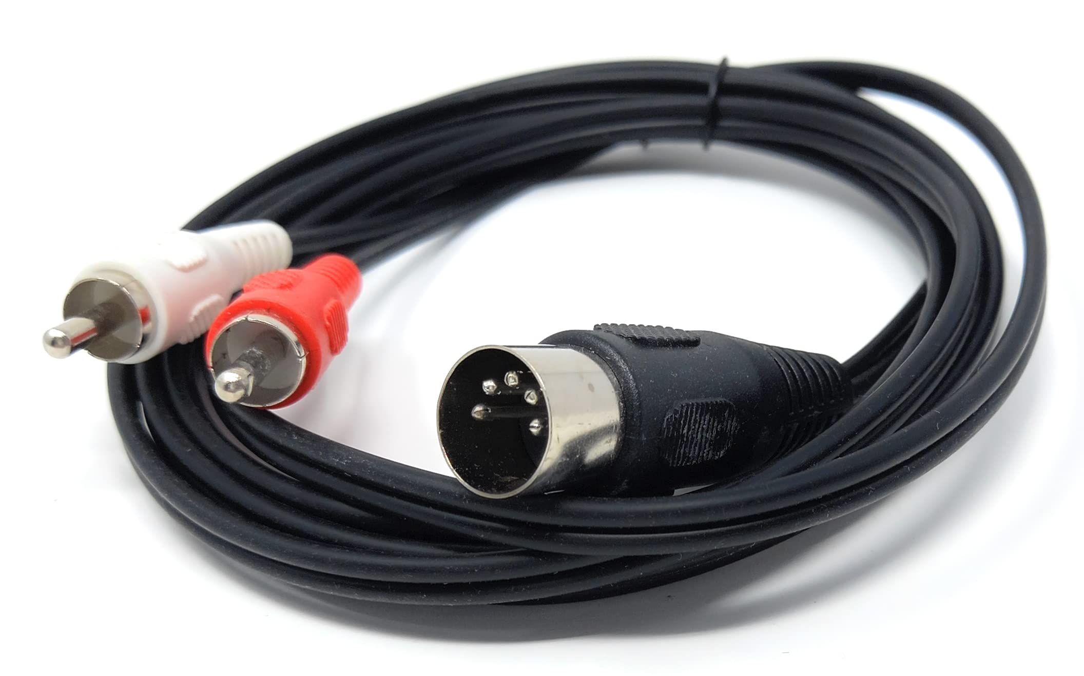 DRUT 5 Pin Midi Male Din Plug to 2 x RCA Phono Male Plugs Audio Cable (wired 3+5) to 2 x RCA plugs