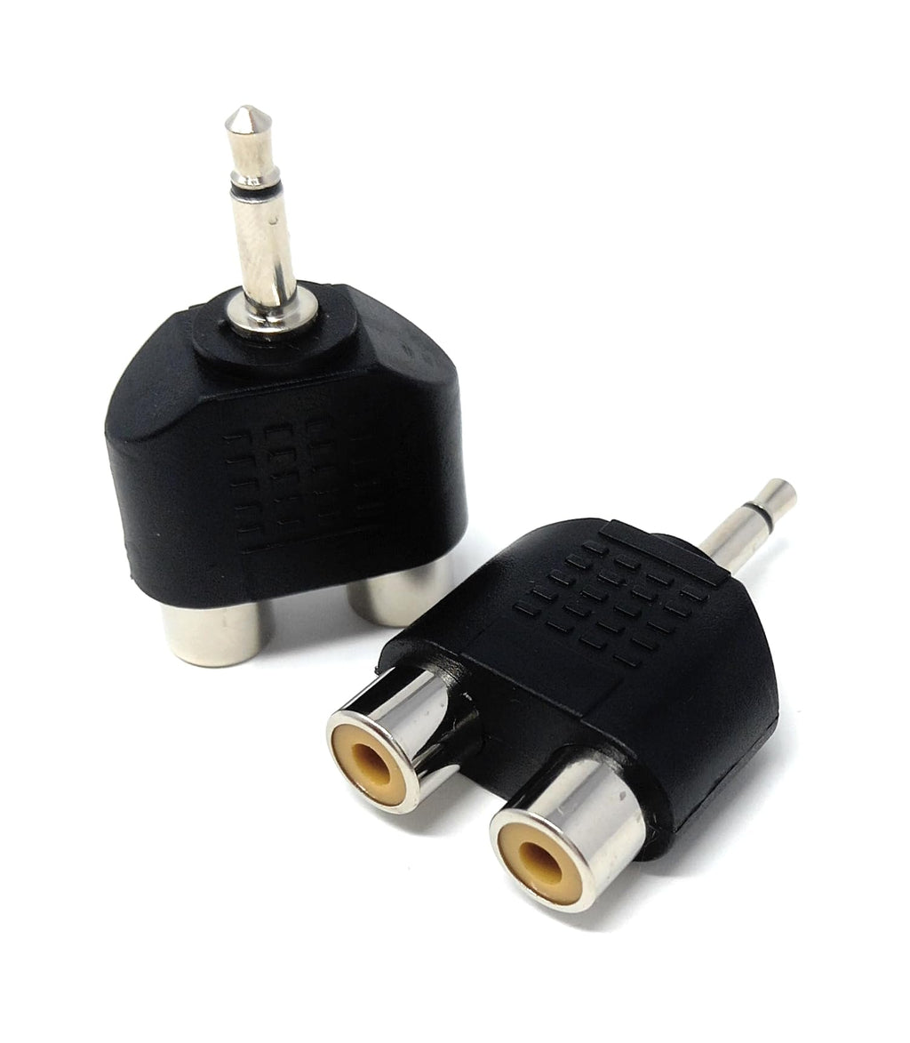 DRUT 3.5mm MONO Jack to 2 x RCA Female Phono Connectors Plugs Audio Video Cable Adapter
