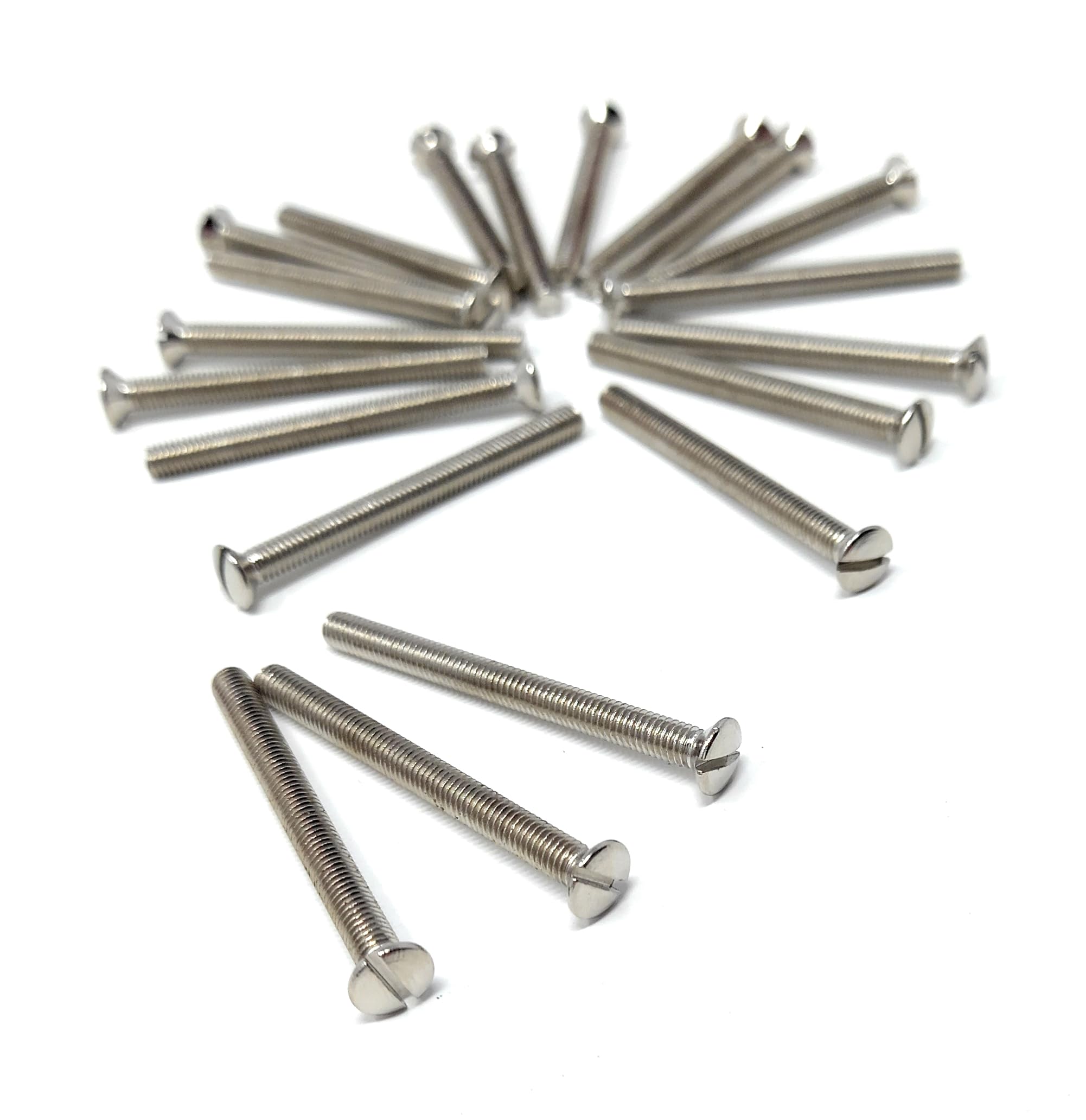 M3.5 Slotted Raised Countersunk Electrical Socket, Faceplate, Surface, Light Switch Screws, Nickel Plated