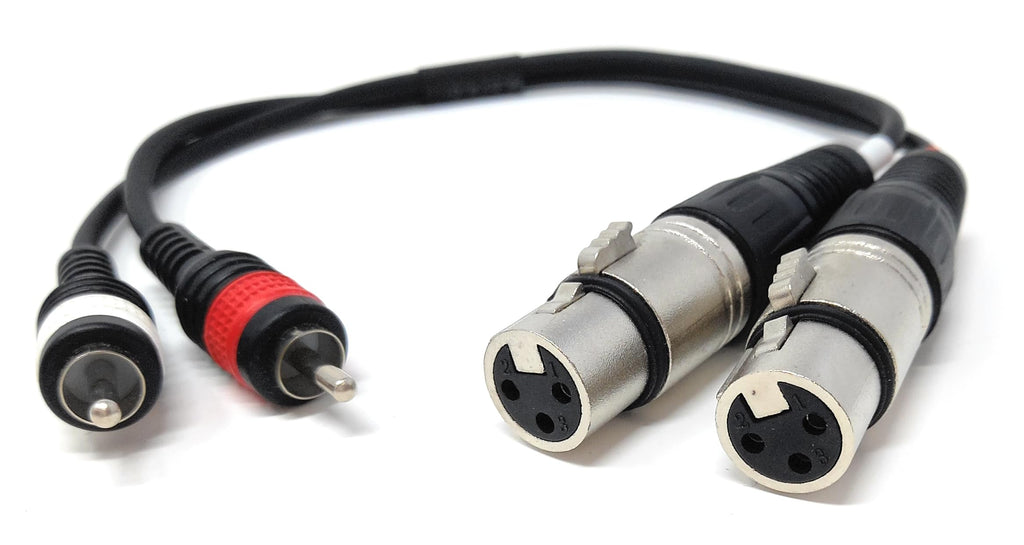 DRUT Twin 2 x XLR Female Sockets to 2 x RCA Phono Male Plugs Shielded Stereo Audio Cable Compatible with Mixers, Amplifiers, Music Instruments
