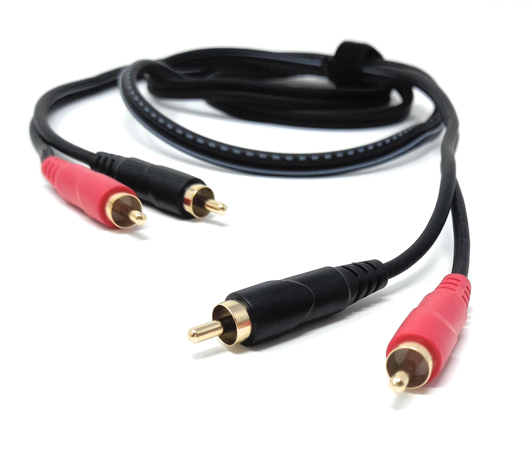 DRUT 2 x RCA Audio Cable – Stereo Male to Male Lead with Gold-Plated Plugs for Amplifier, Active Speakers, Subwoofer, Turntable, HiFi & Home Audio Systems