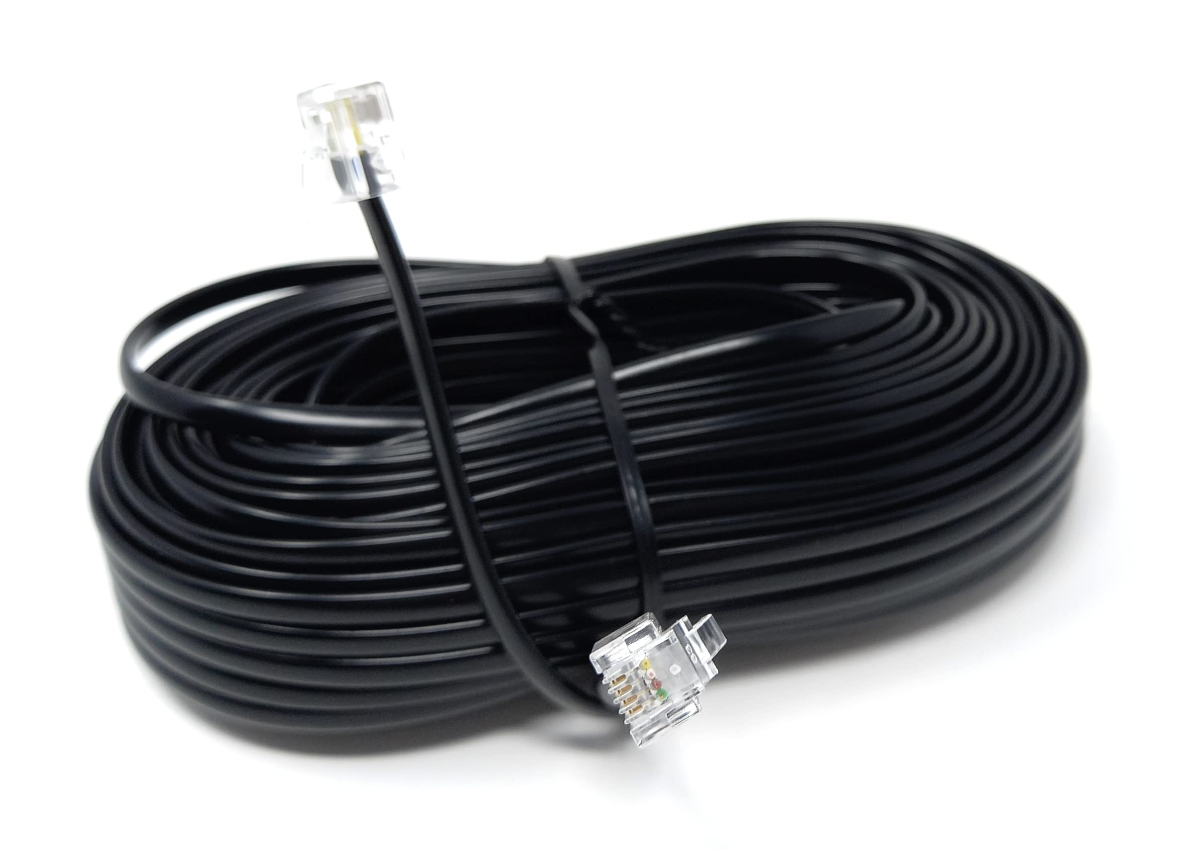 DRUT RJ11 to RJ11 Telephone Landline Cable ADSL (6P4C) Flat Lead High Speed BT Internet Broadband Male to Male Router, Modem, Phone Extension Wire