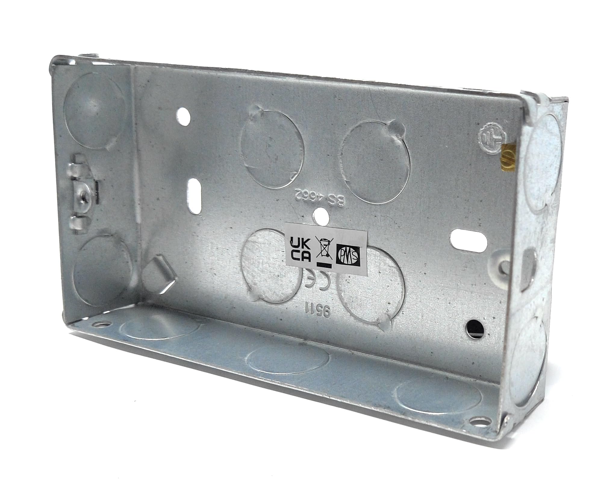 2 Gang Metal Surface Mount Back Box Pattress Box (25mm Deep) Fitted With Earth Terminals