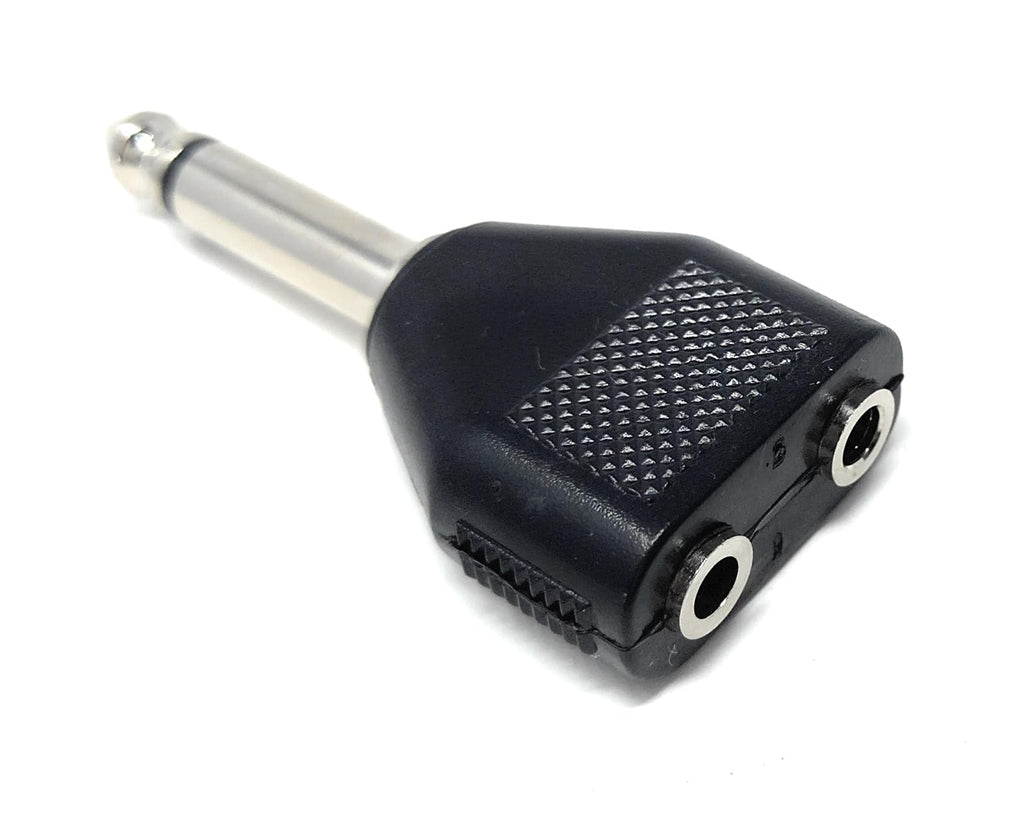 DRUT 6.35mm Mono Jack to 2 x 3.5mm Mono Jacks Sockets Plugs T Splitter Cable Adapter