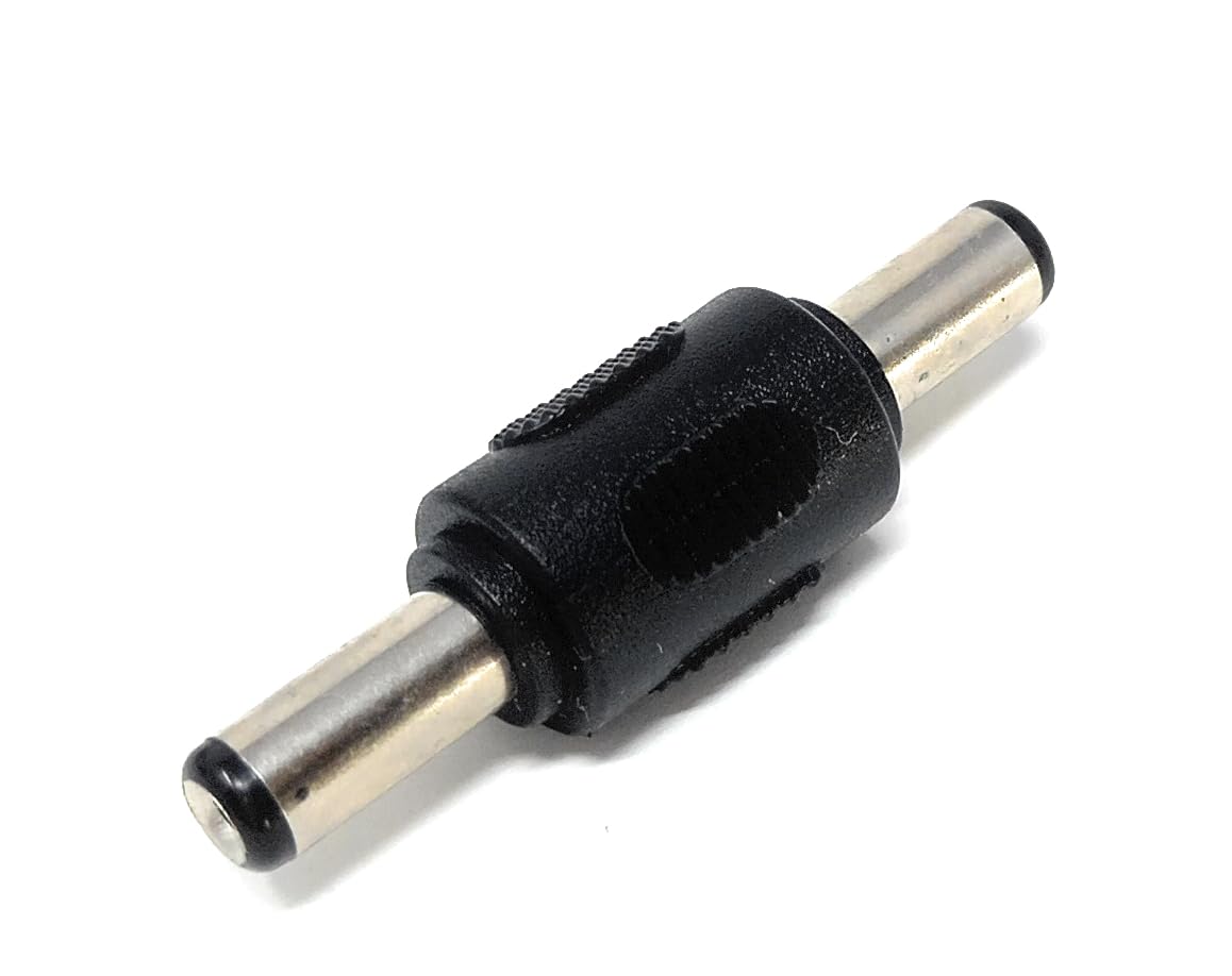 DRUT 5.5mm x 2.1mm DC Power Coupler Male to Male Plugs Gender Changer Cable Adapter, 5.5mm Outer Plug 2.1mm Inner Socket